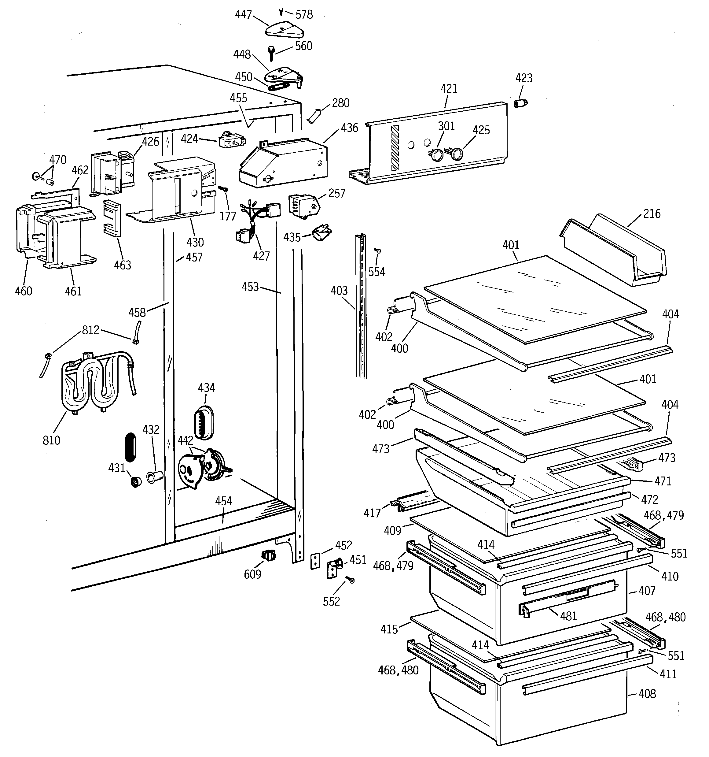 GE TFZ22JRBGWW fresh food section diagram