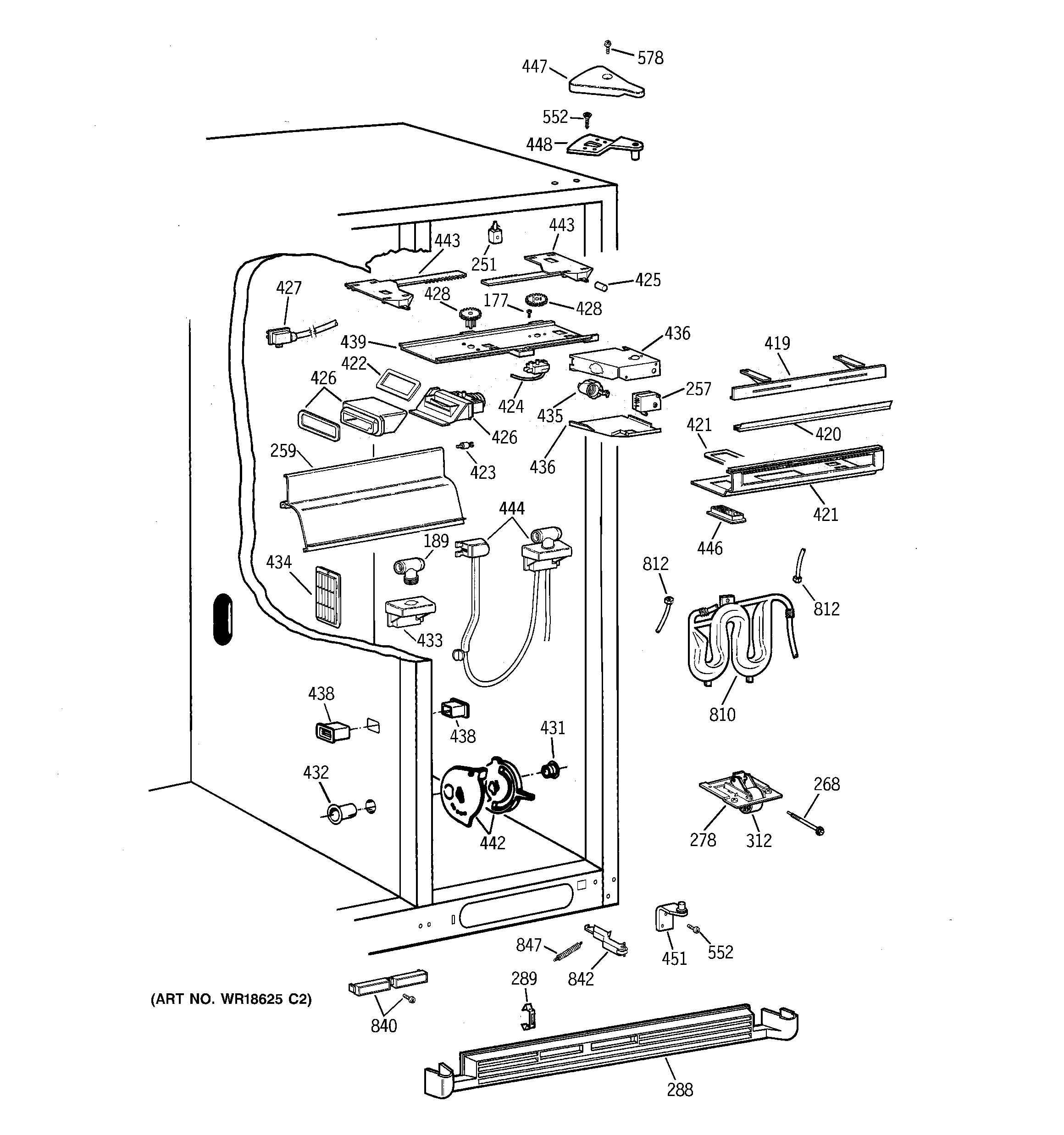 GE TPX24BRBGBB fresh food section diagram