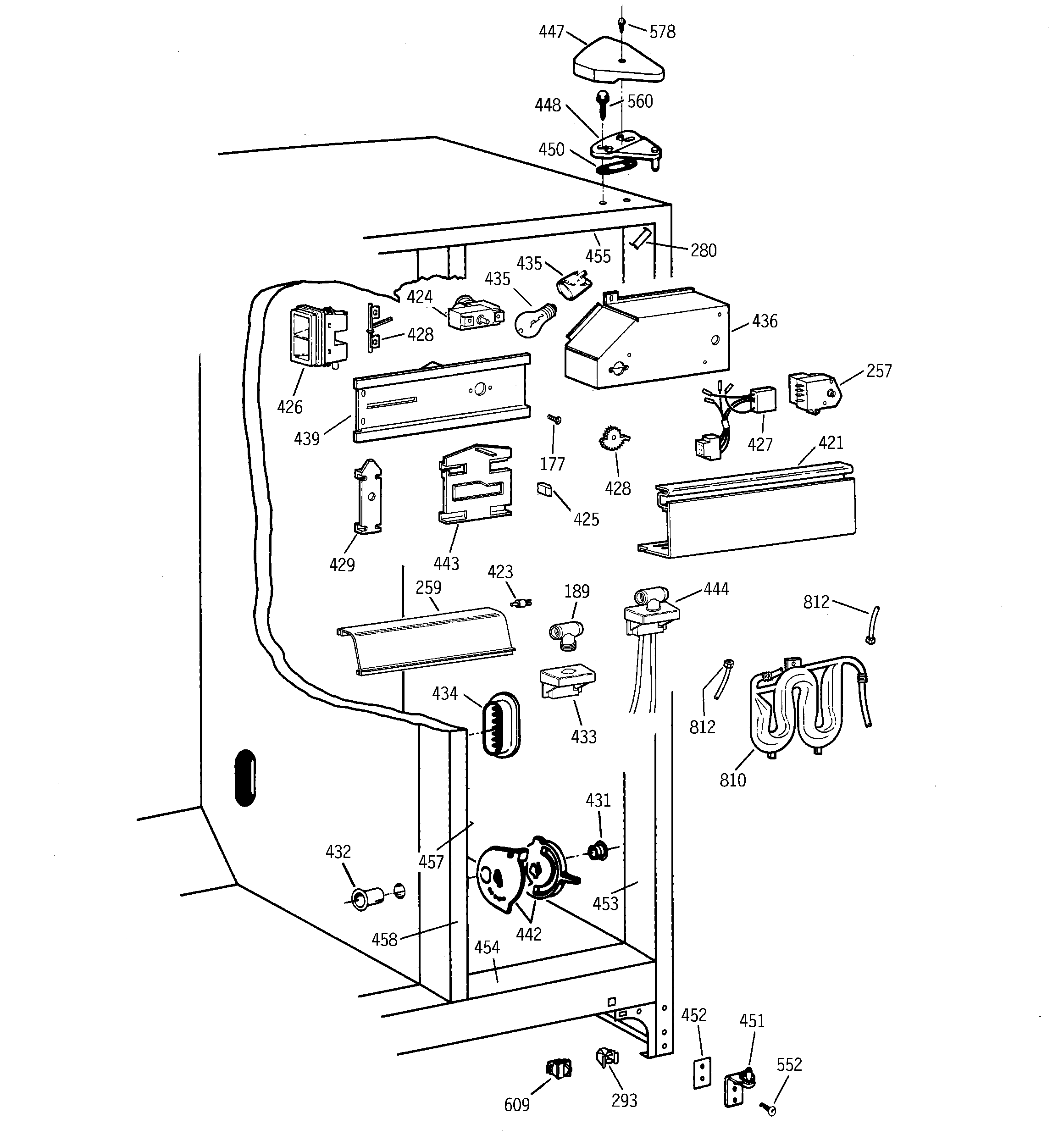 GE TFM25PRBGAA fresh food section diagram