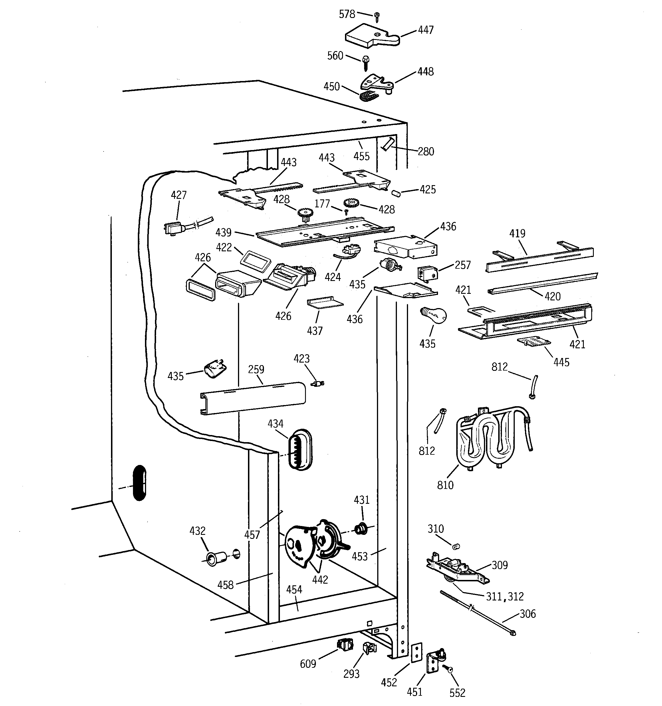 GE TPG21KRCGWH fresh food section diagram