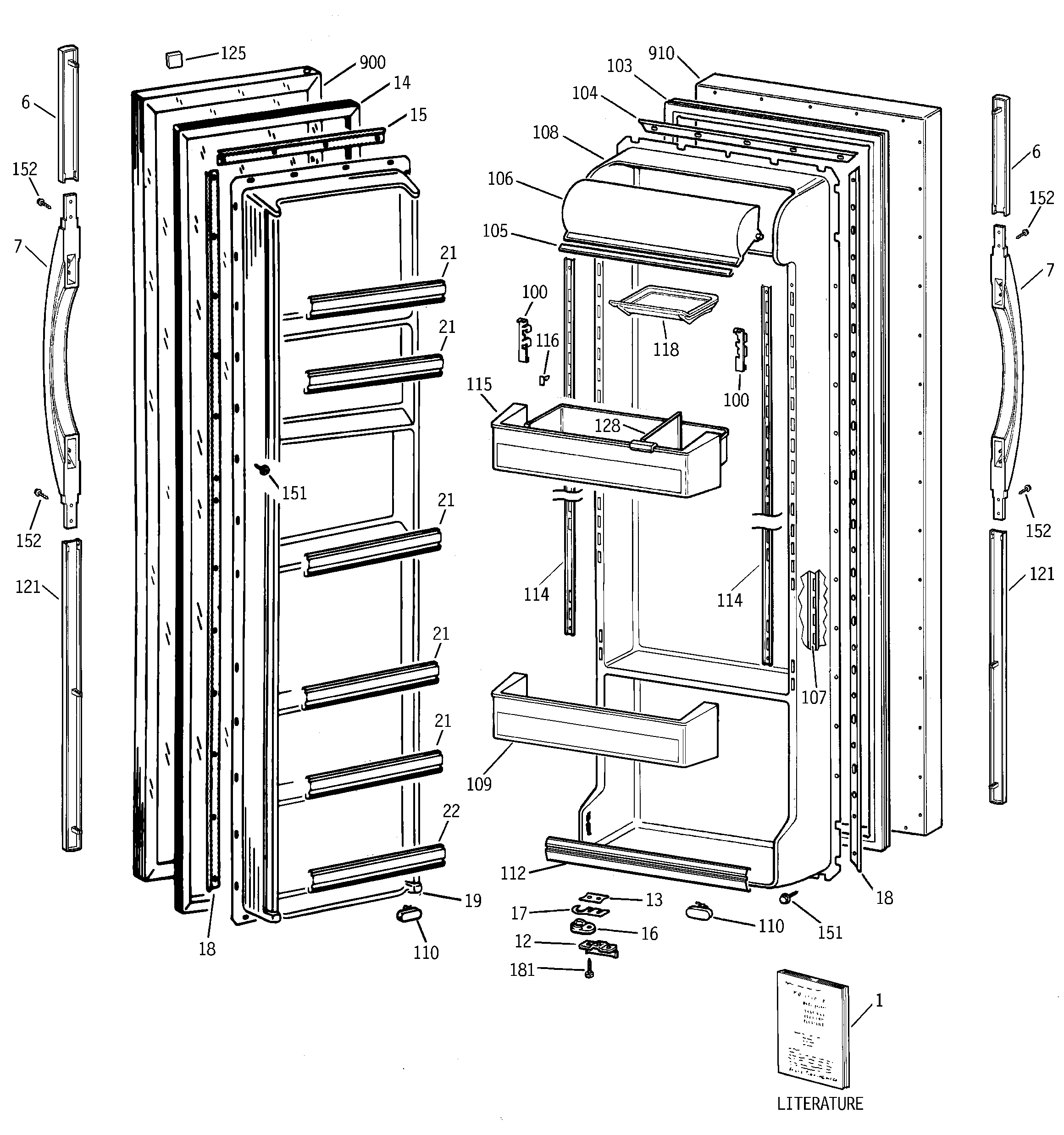 GE TFK25ZACGAA doors diagram