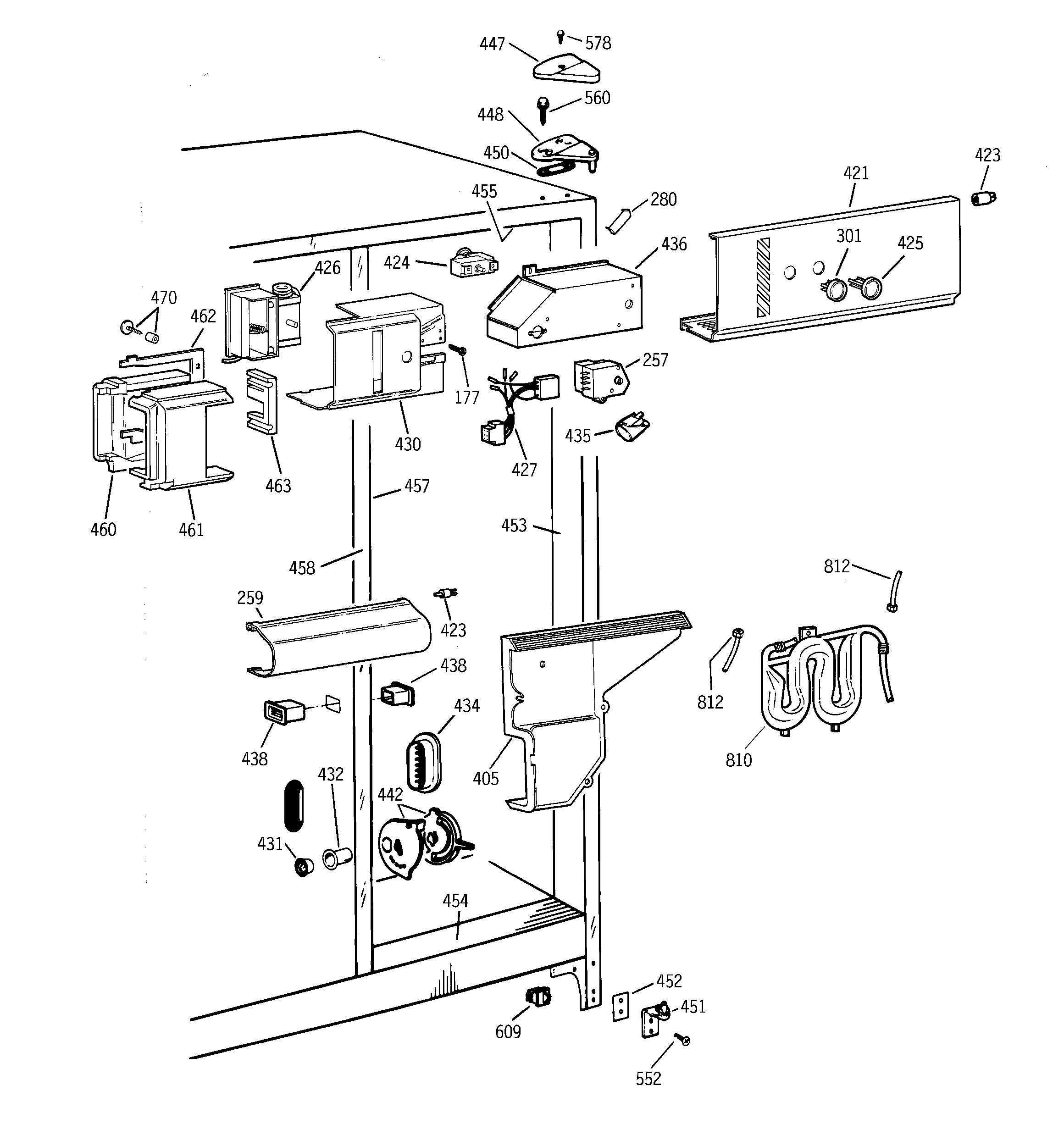 GE TFG25PRBEBS fresh food section diagram