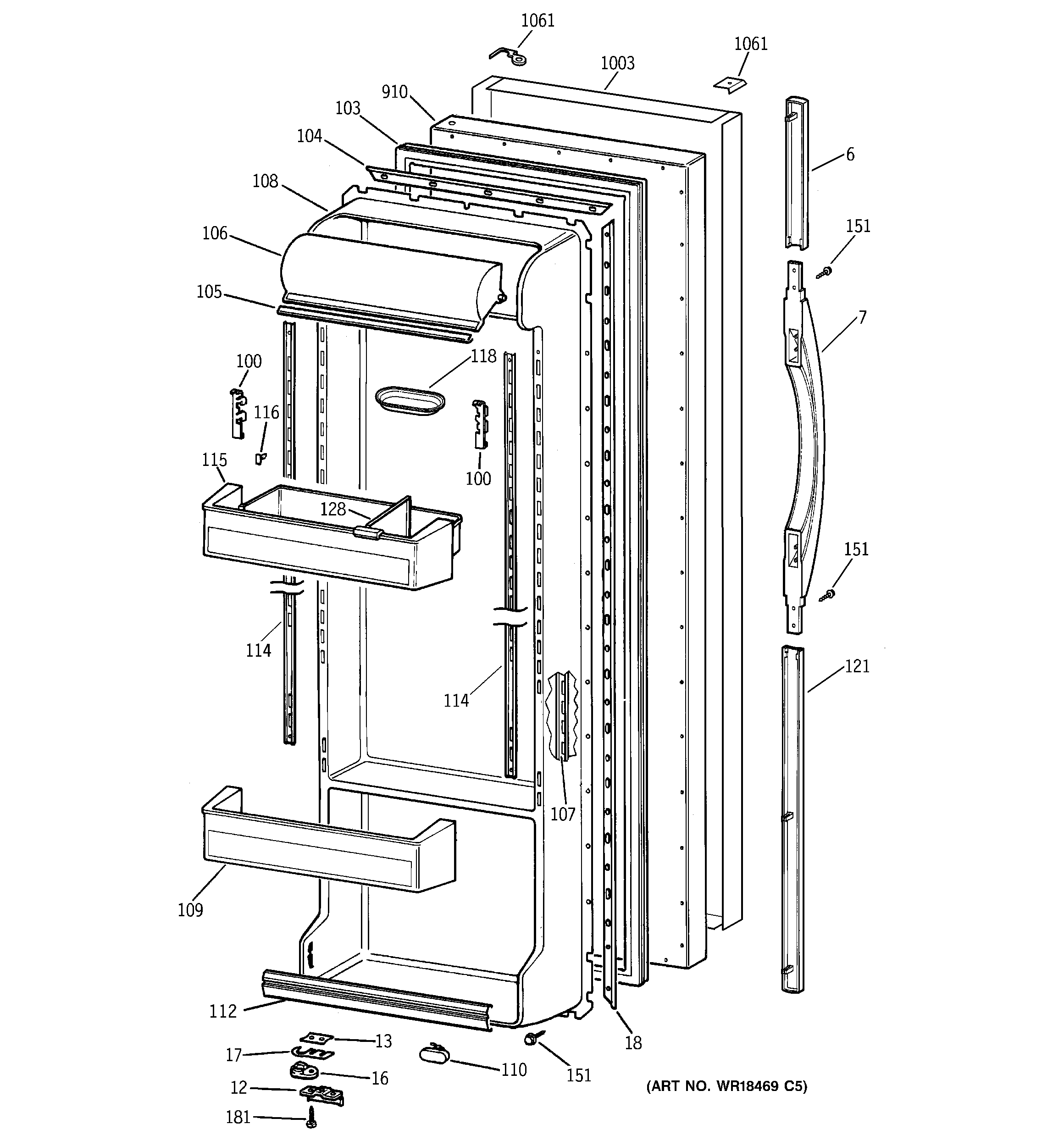 GE TFS22PPBEBS fresh food door diagram