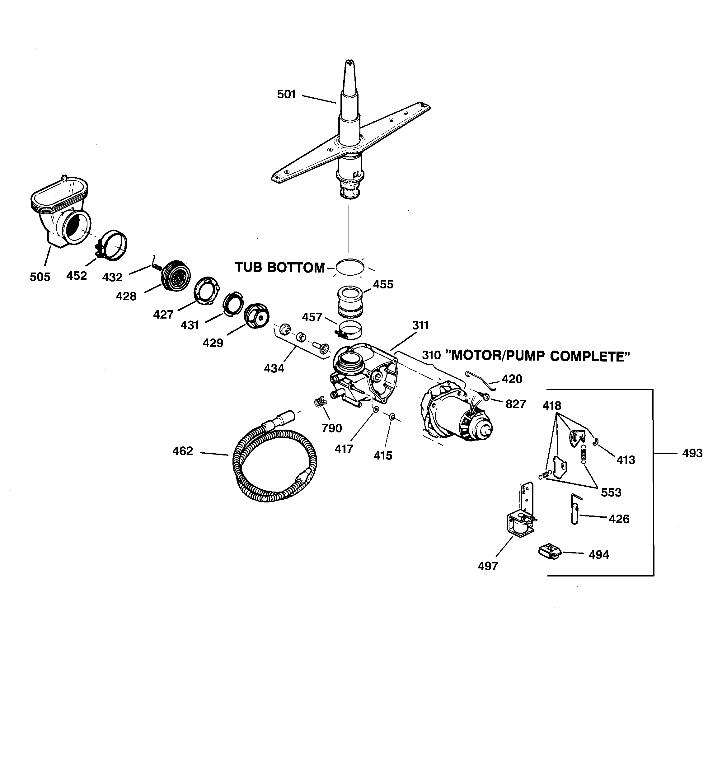 GE GSD2000F00WH motor-pump mechanism diagram