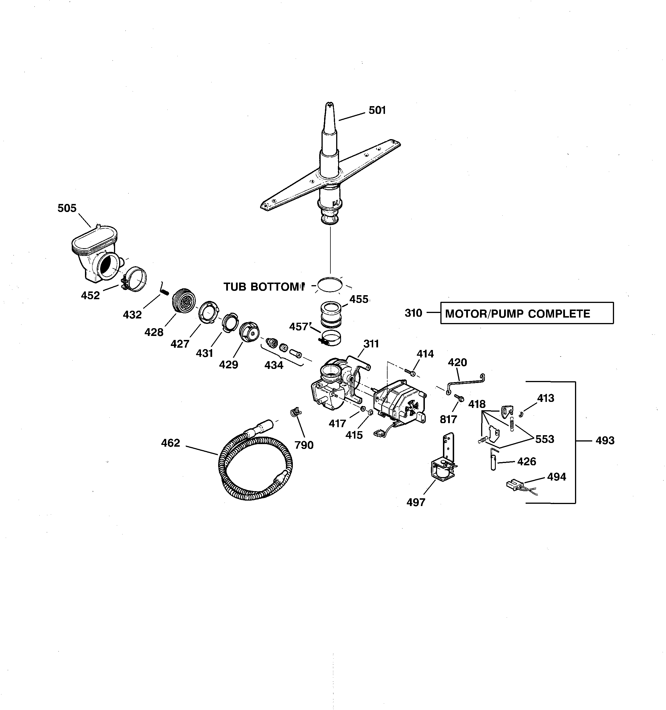 GE GSD3115F00AA motor-pump mechanism diagram