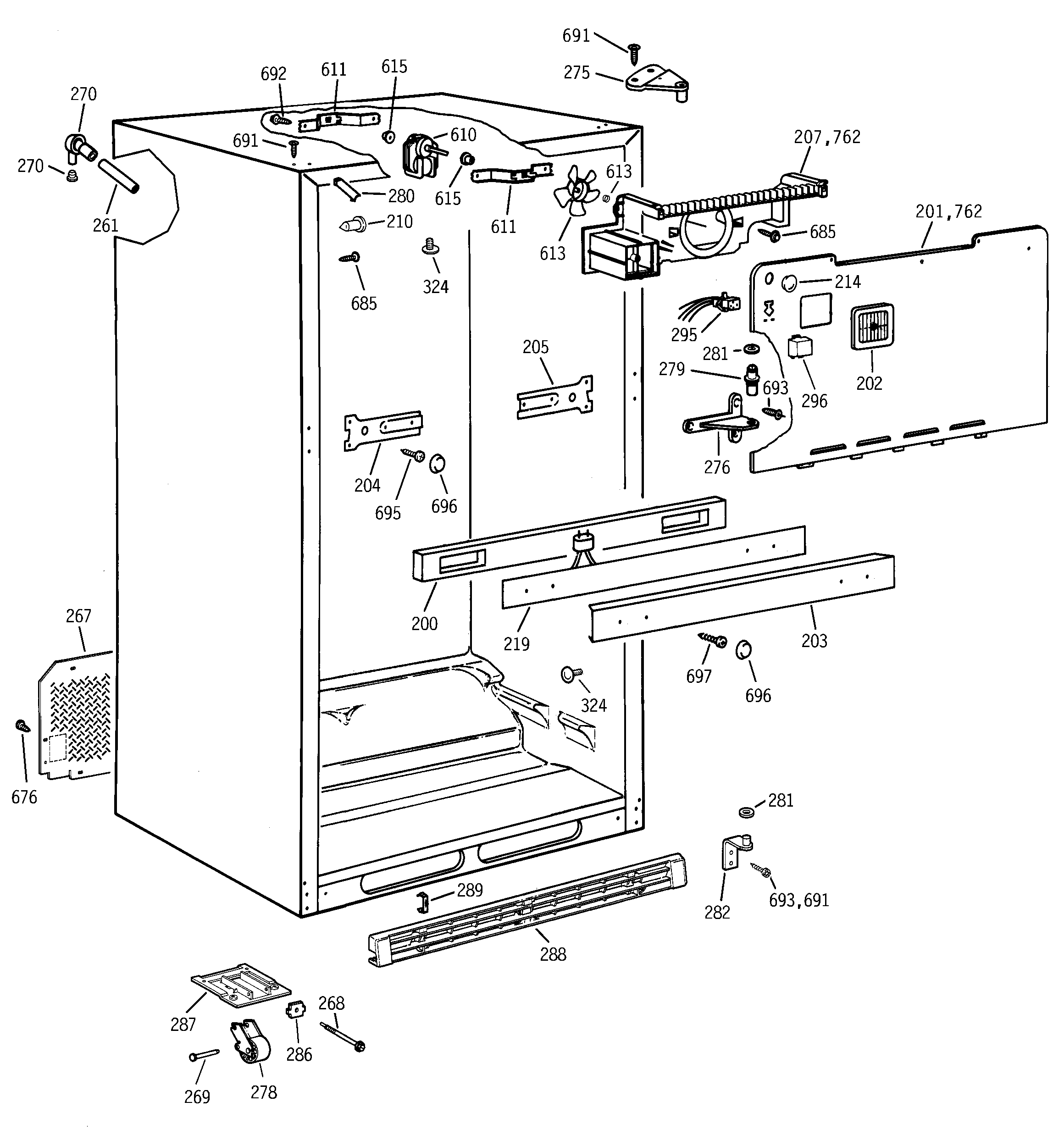 GE TBX18GADARWW cabinet diagram