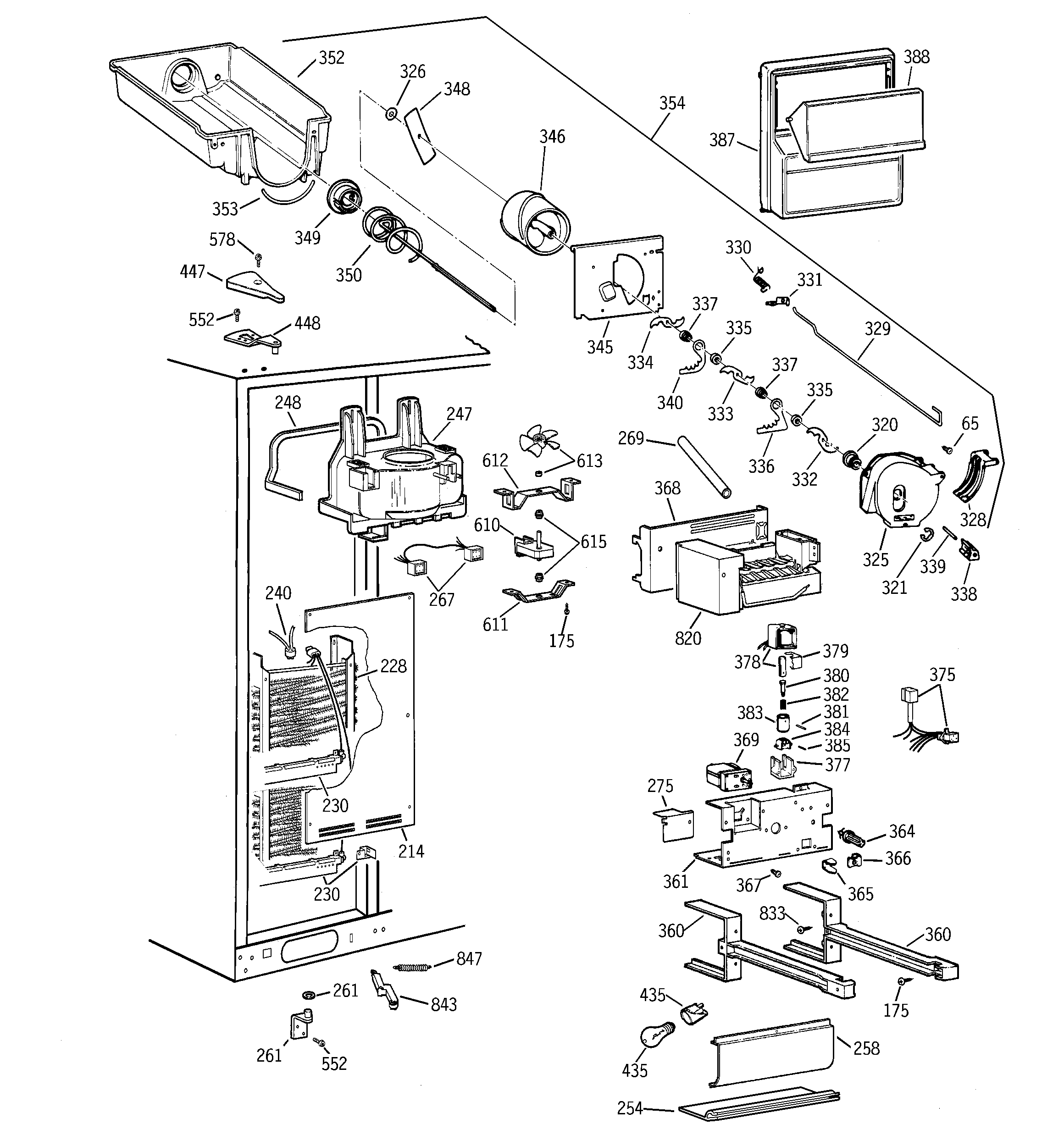 GE TPG24PRCEBS freezer section diagram