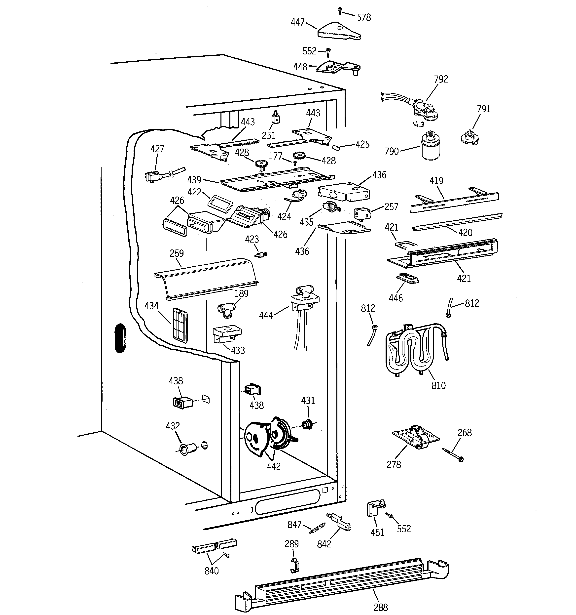 GE TPS24BPCEBS fresh food section diagram