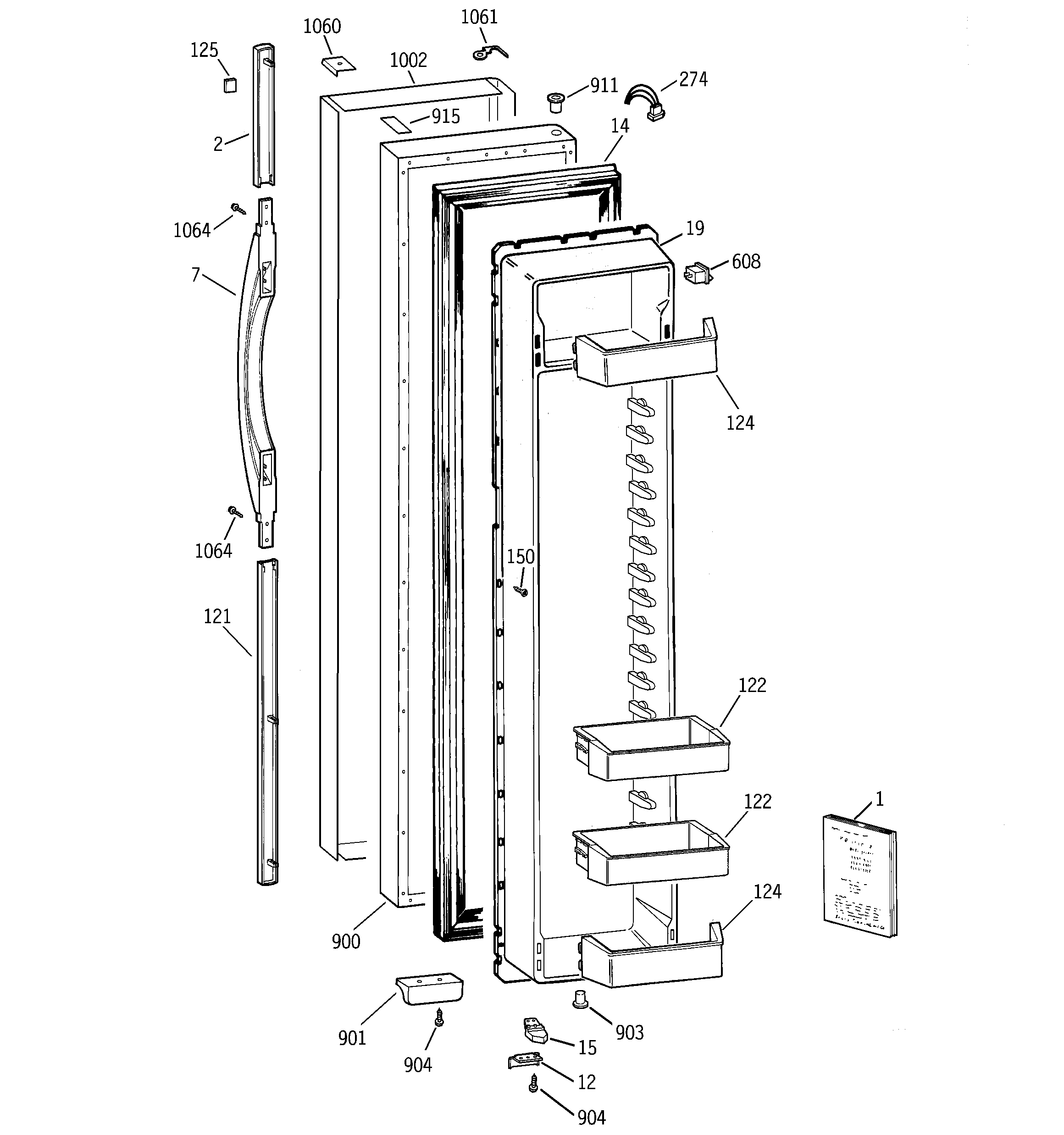 GE TPS24PIBGBS freezer door diagram