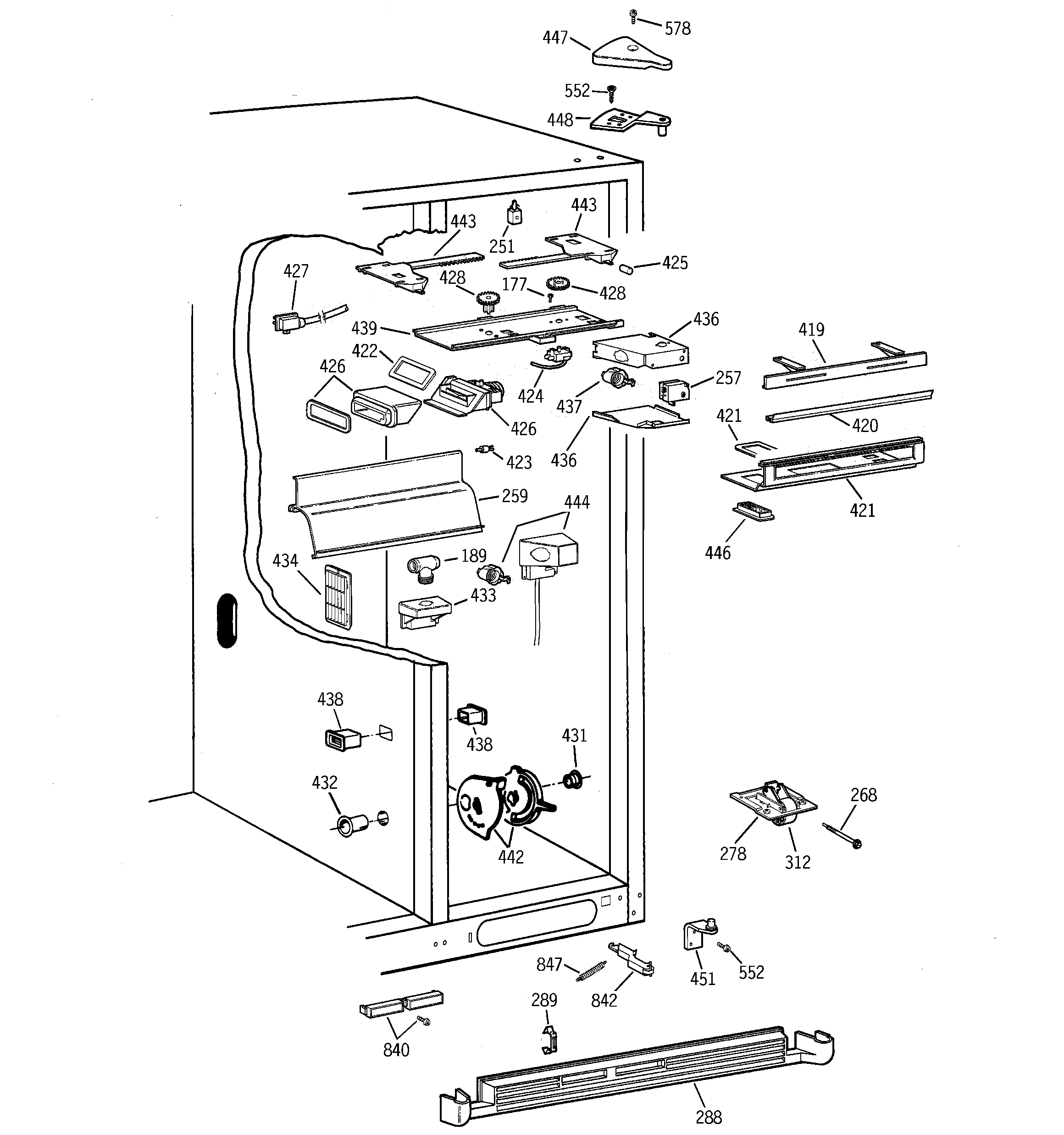 GE TPS24PIBGBS fresh food section diagram