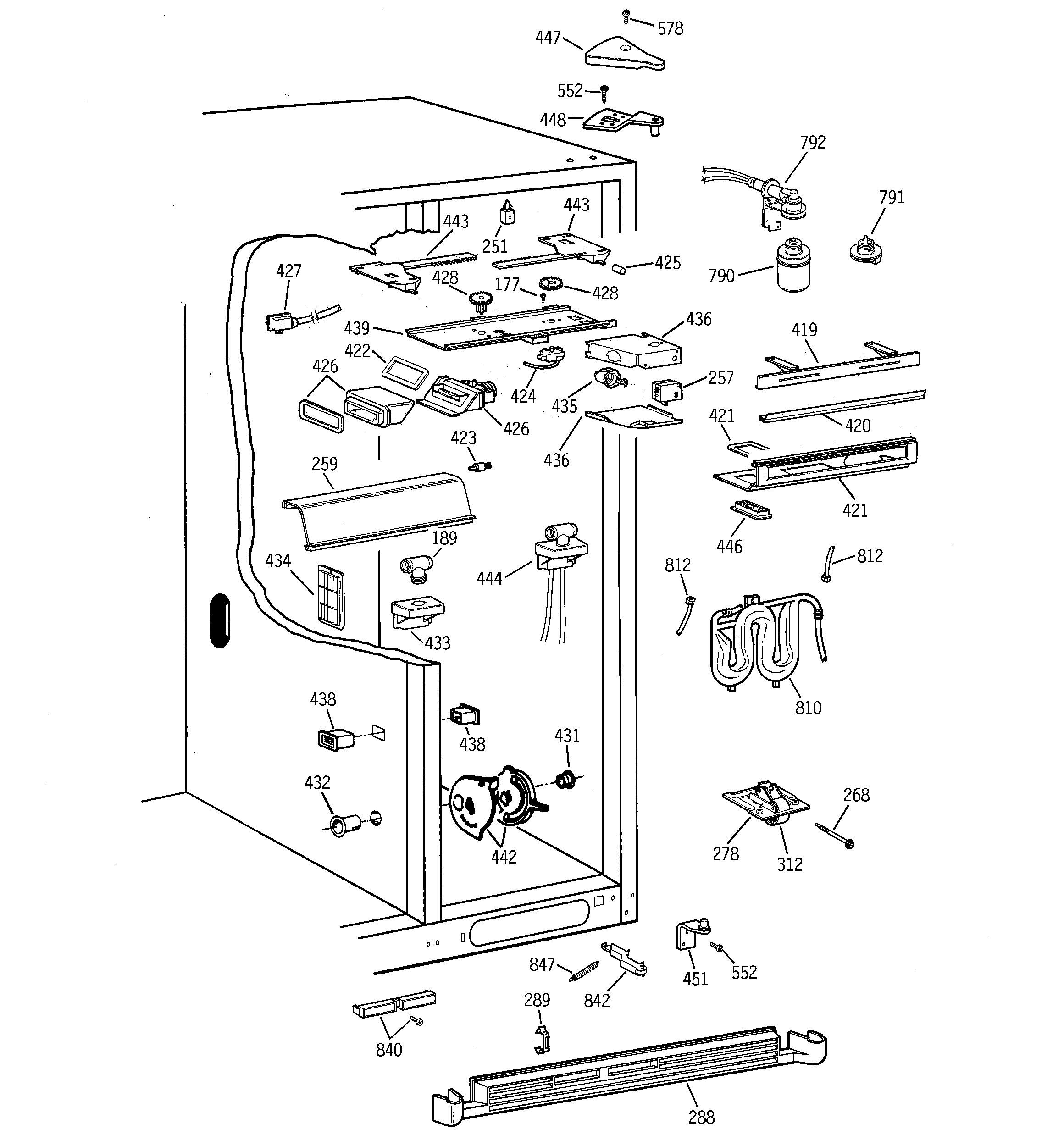 GE TPS24PPBGBS fresh food section diagram
