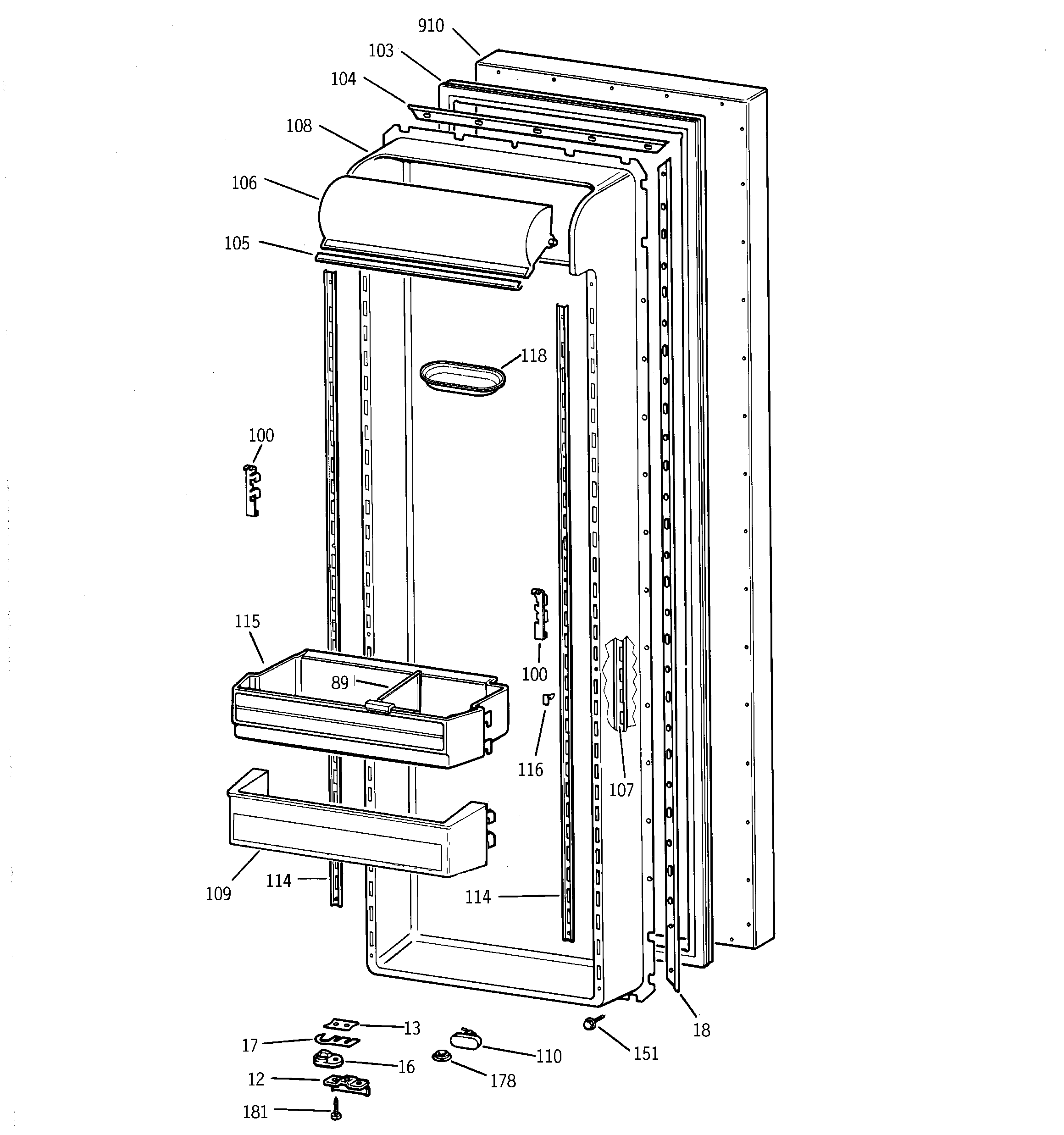 GE ZFSB27DAGSS fresh food door diagram