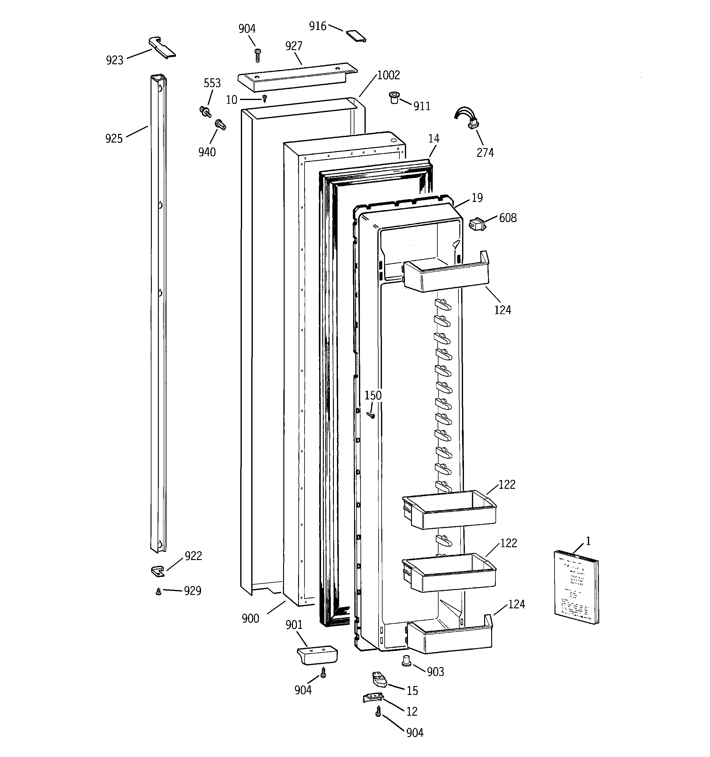 GE TPS24BICGBS freezer door diagram