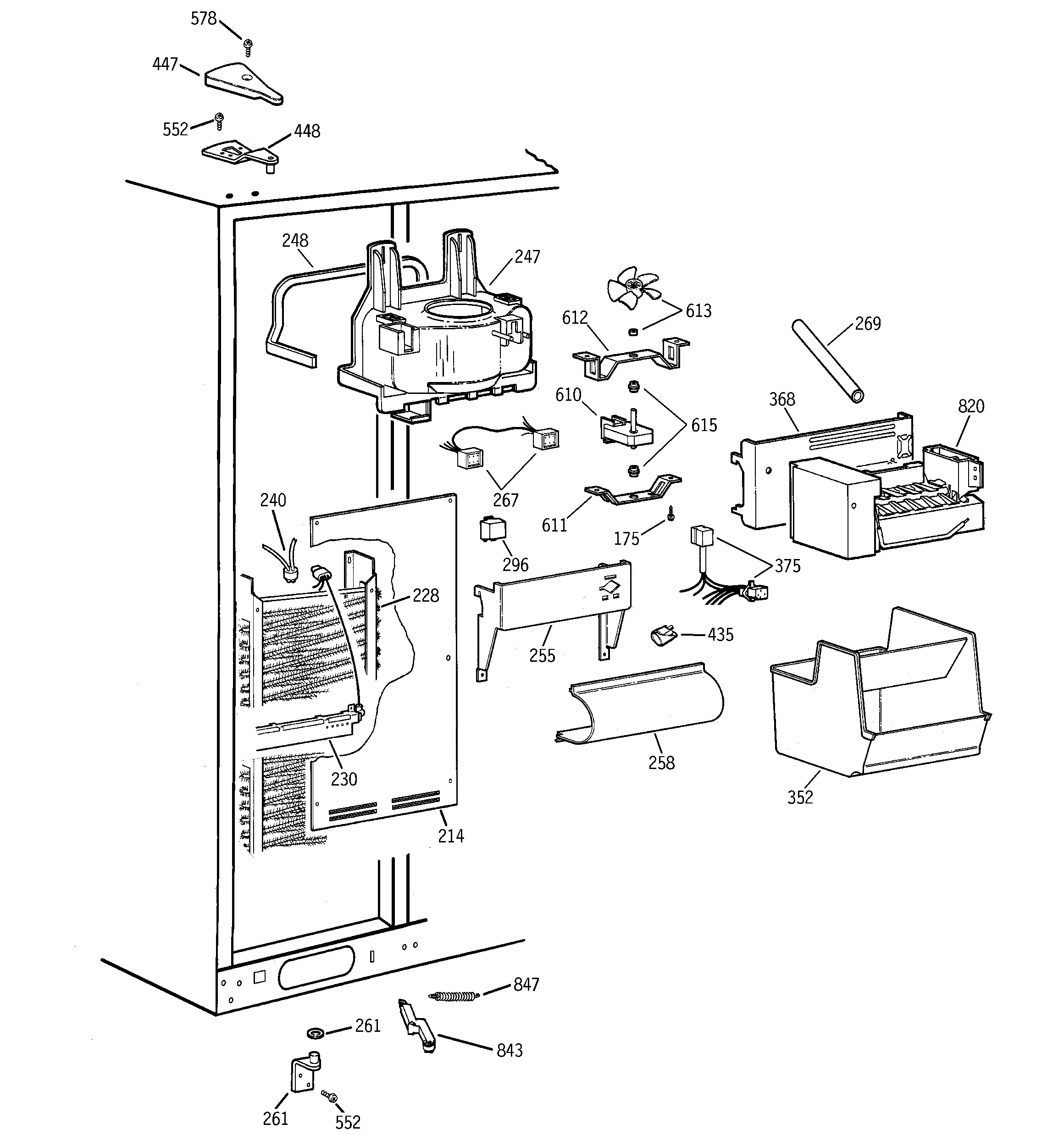 GE TPS24BICGBS freezer section diagram