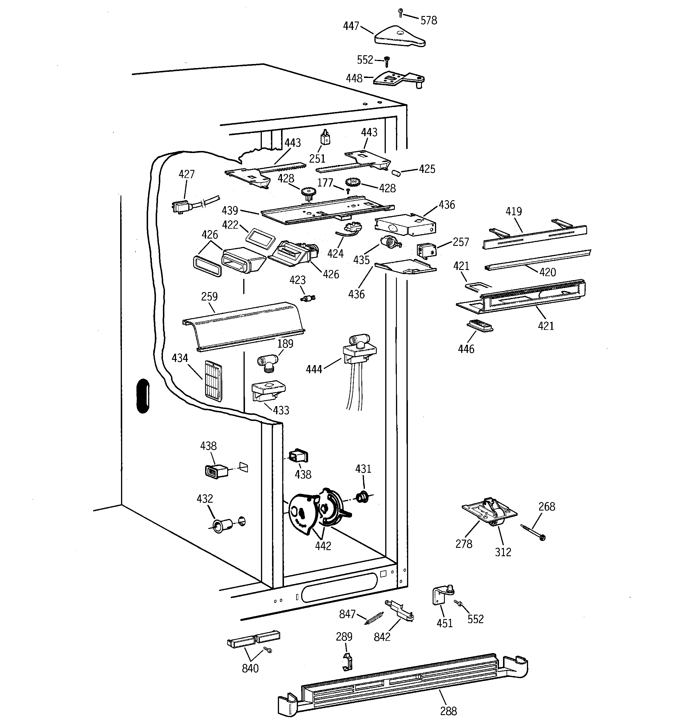 GE TPS24BICGBS fresh food section diagram