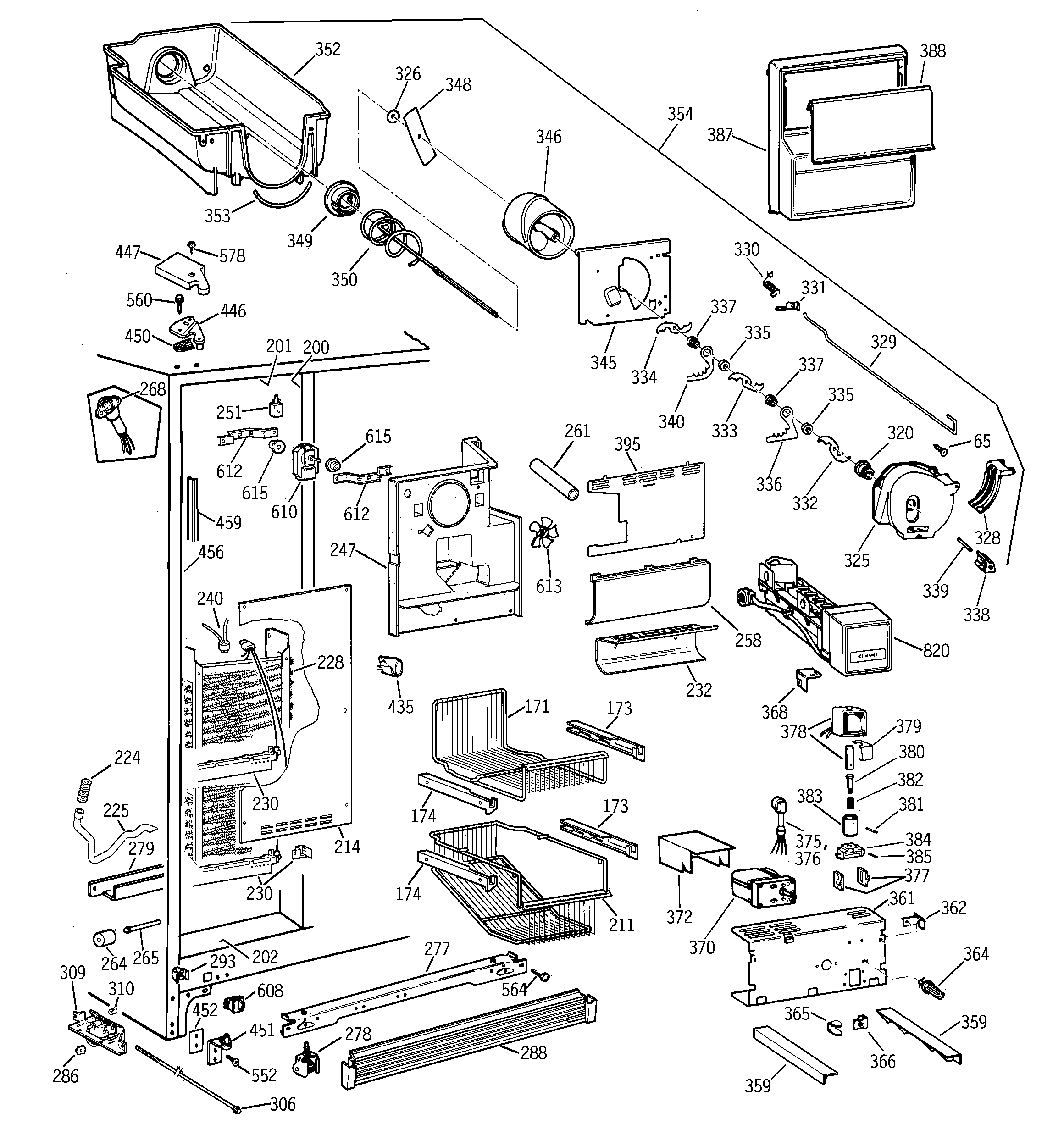 GE TPG21KRDABS freezer section diagram