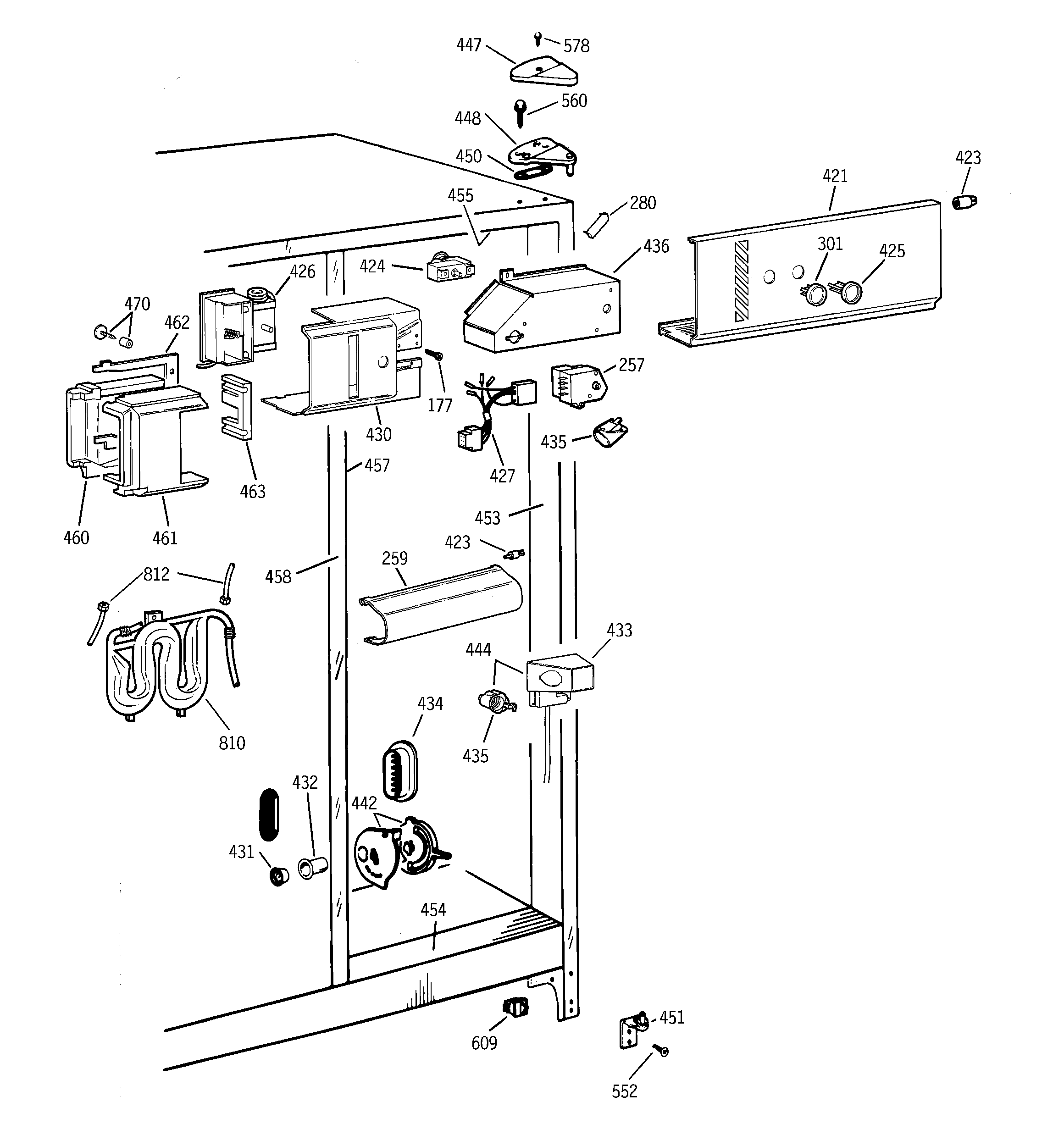 GE TFG25PRBGBS fresh food section diagram