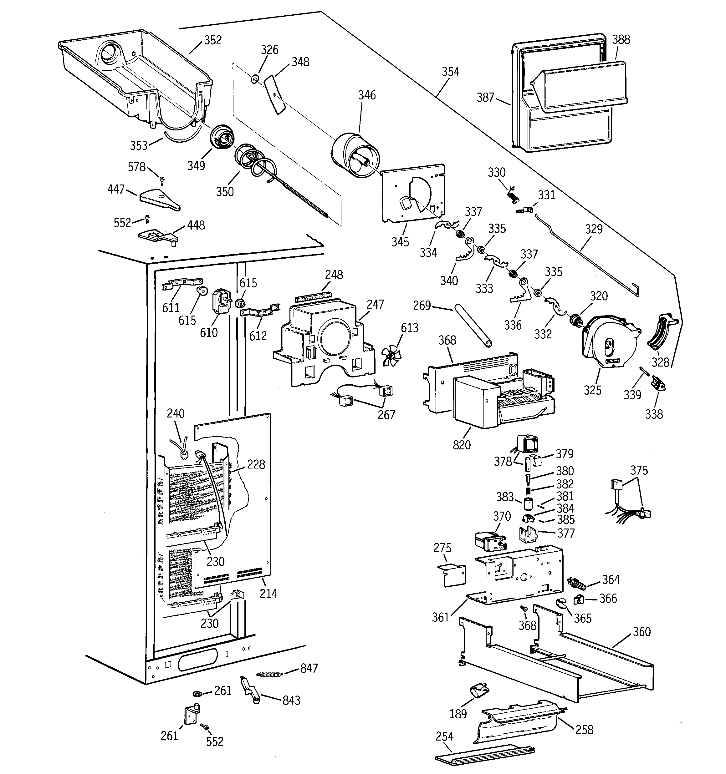 GE TPG24PFDABS freezer section diagram