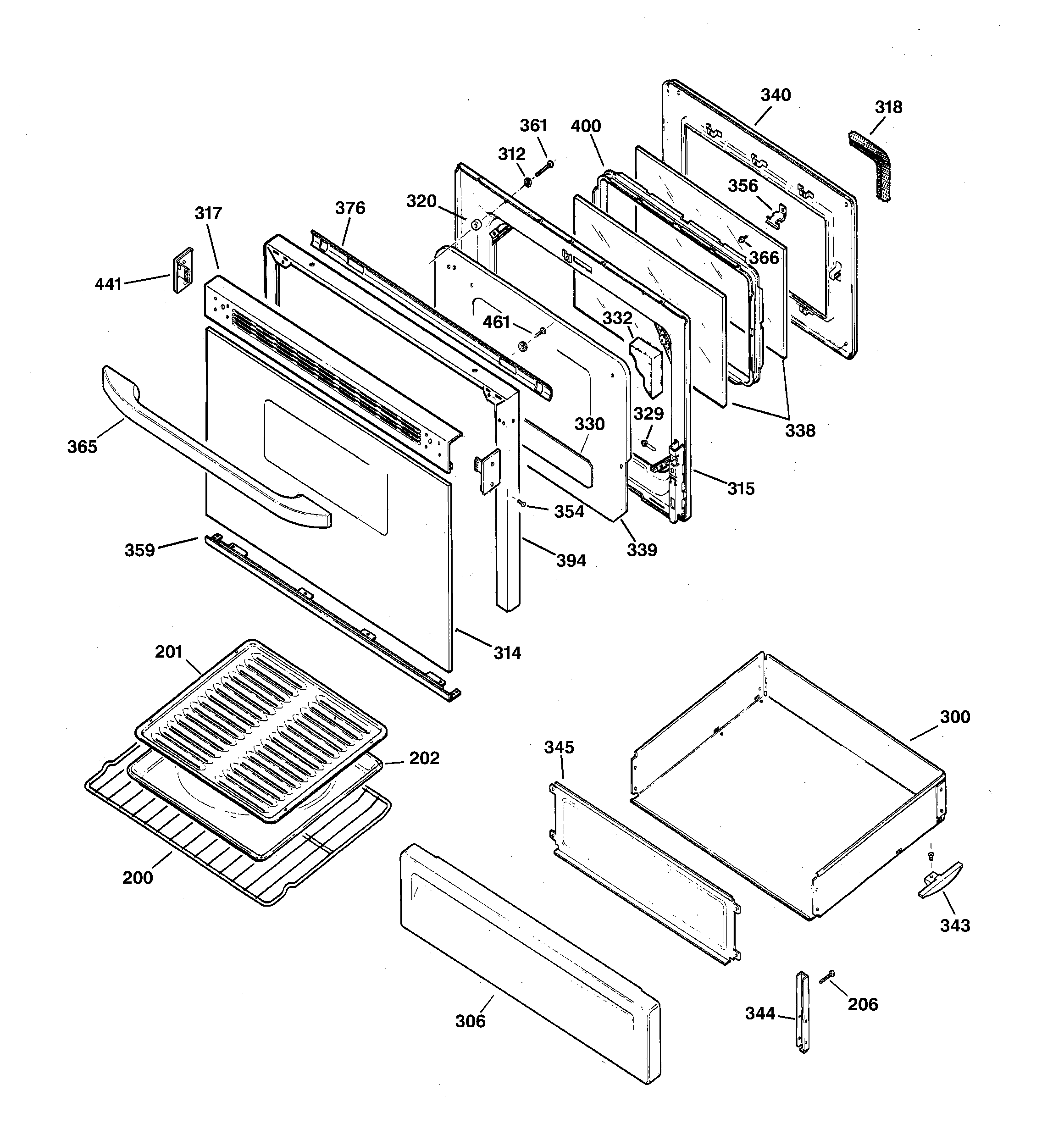 GE EGR2000EC0CC door & drawer parts diagram