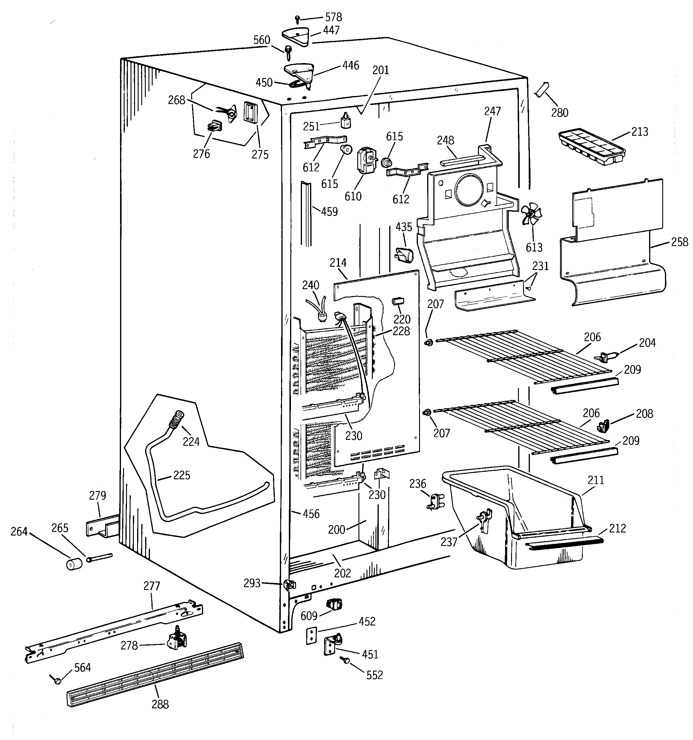 GE TFT22JABGWW freezer section diagram