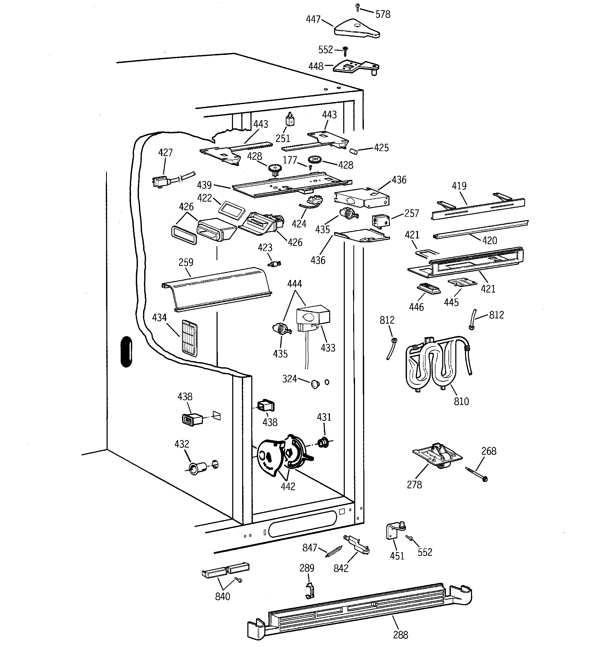 GE TFG28PFCEBS fresh food section diagram