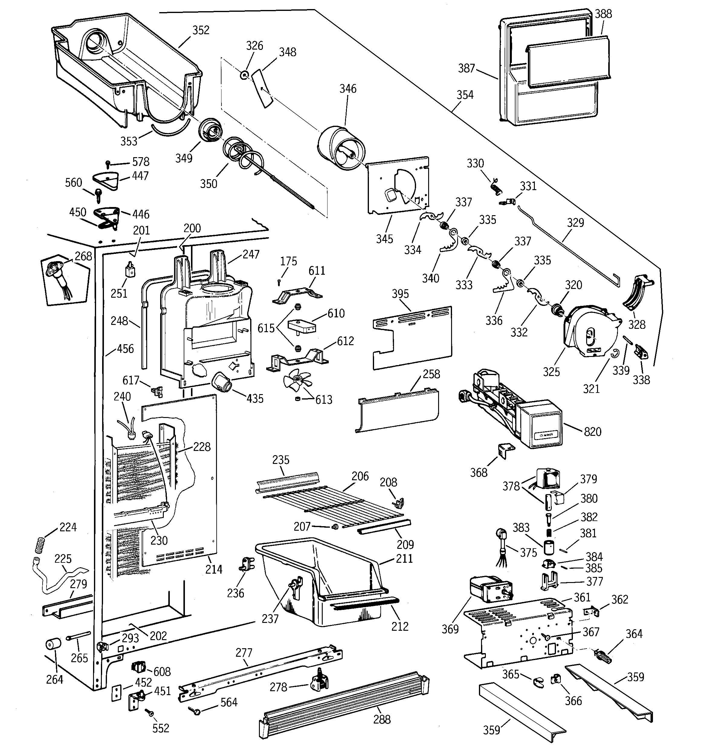 GE TFX26CPDACC freezer section diagram