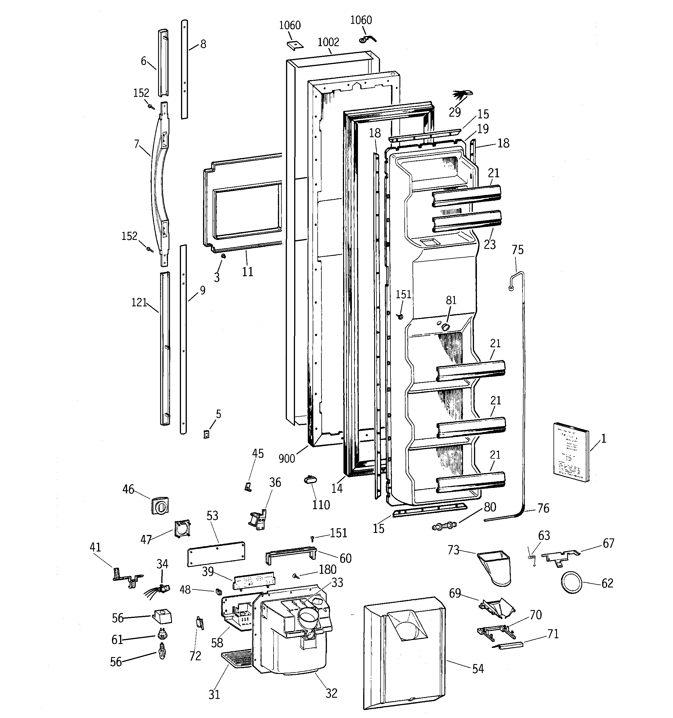 GE TFM26CRDABS freezer door diagram
