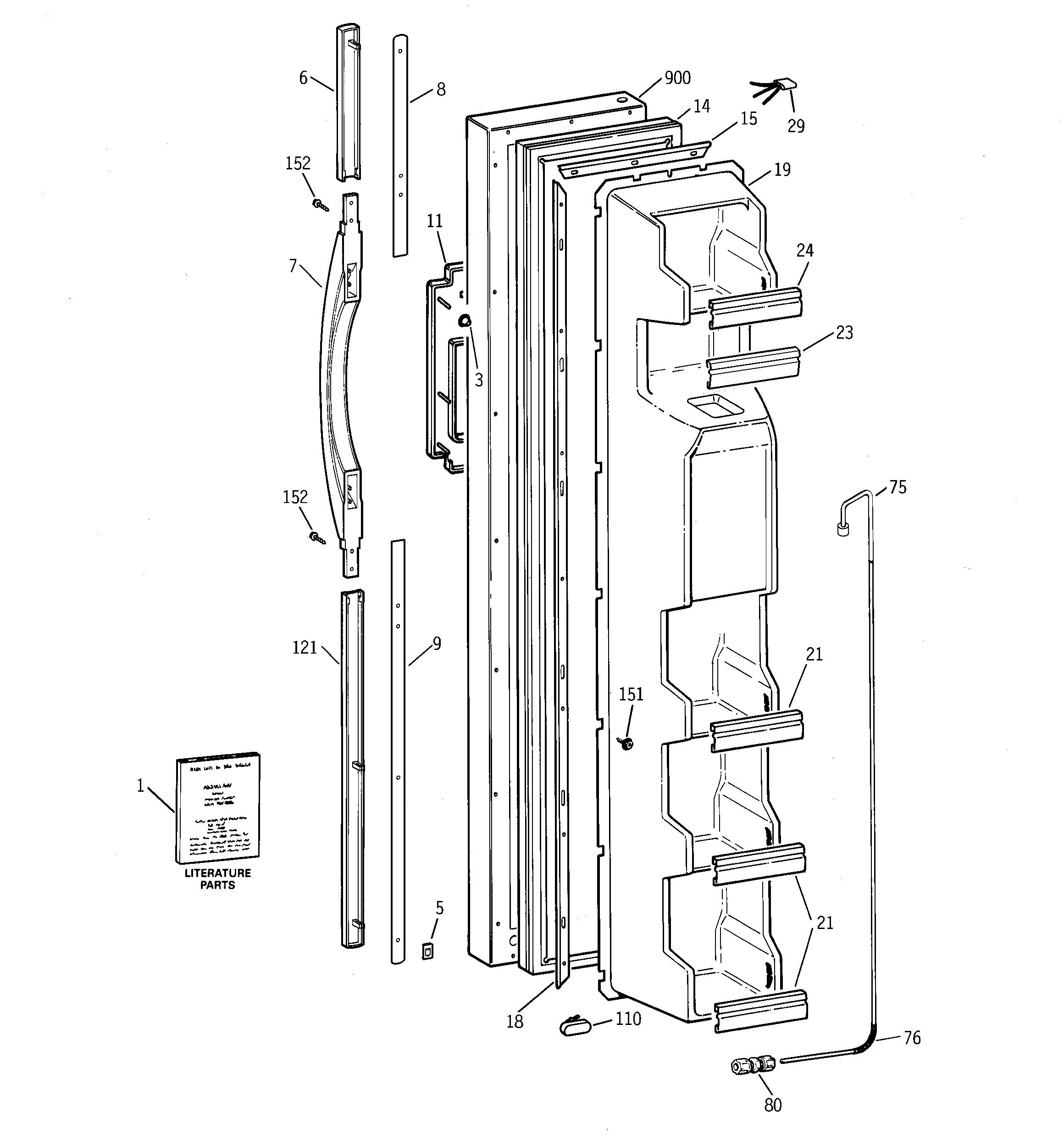 GE TFX22CRDACC freezer door diagram