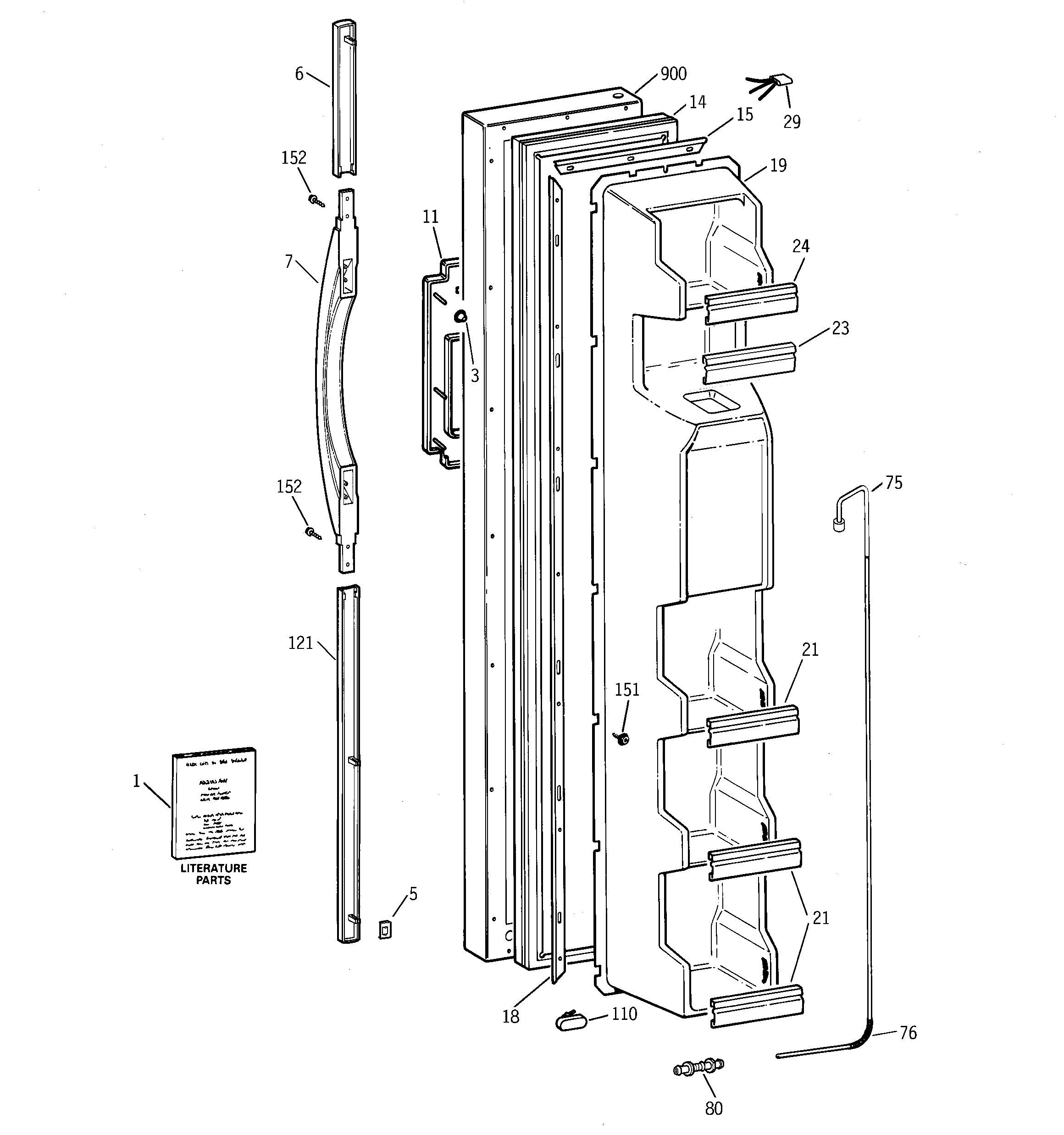 GE TFX22QPDACC freezer door diagram