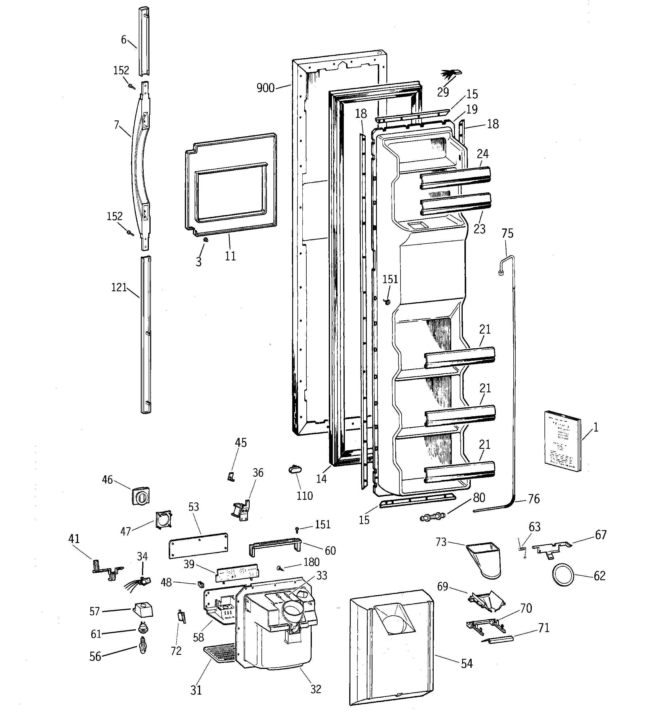 GE ERS2022DABB freezer door diagram