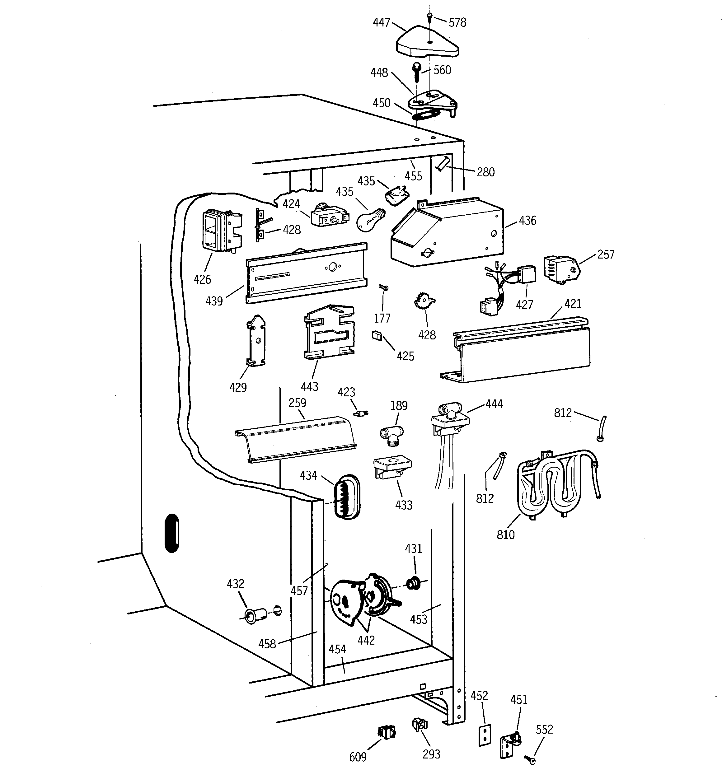 GE TFM26PRDABS fresh food section diagram