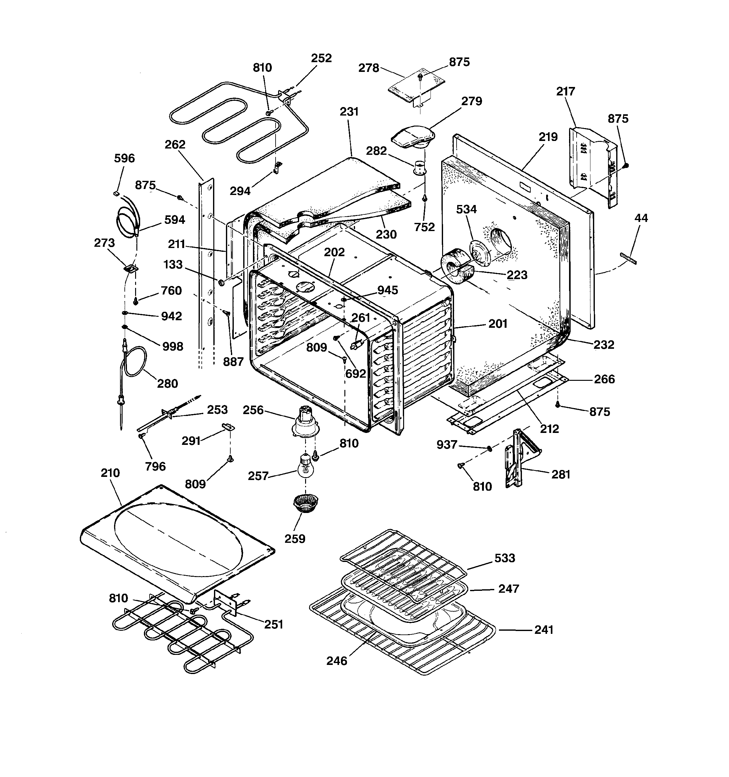 GE ZET757WA2WW upper oven diagram