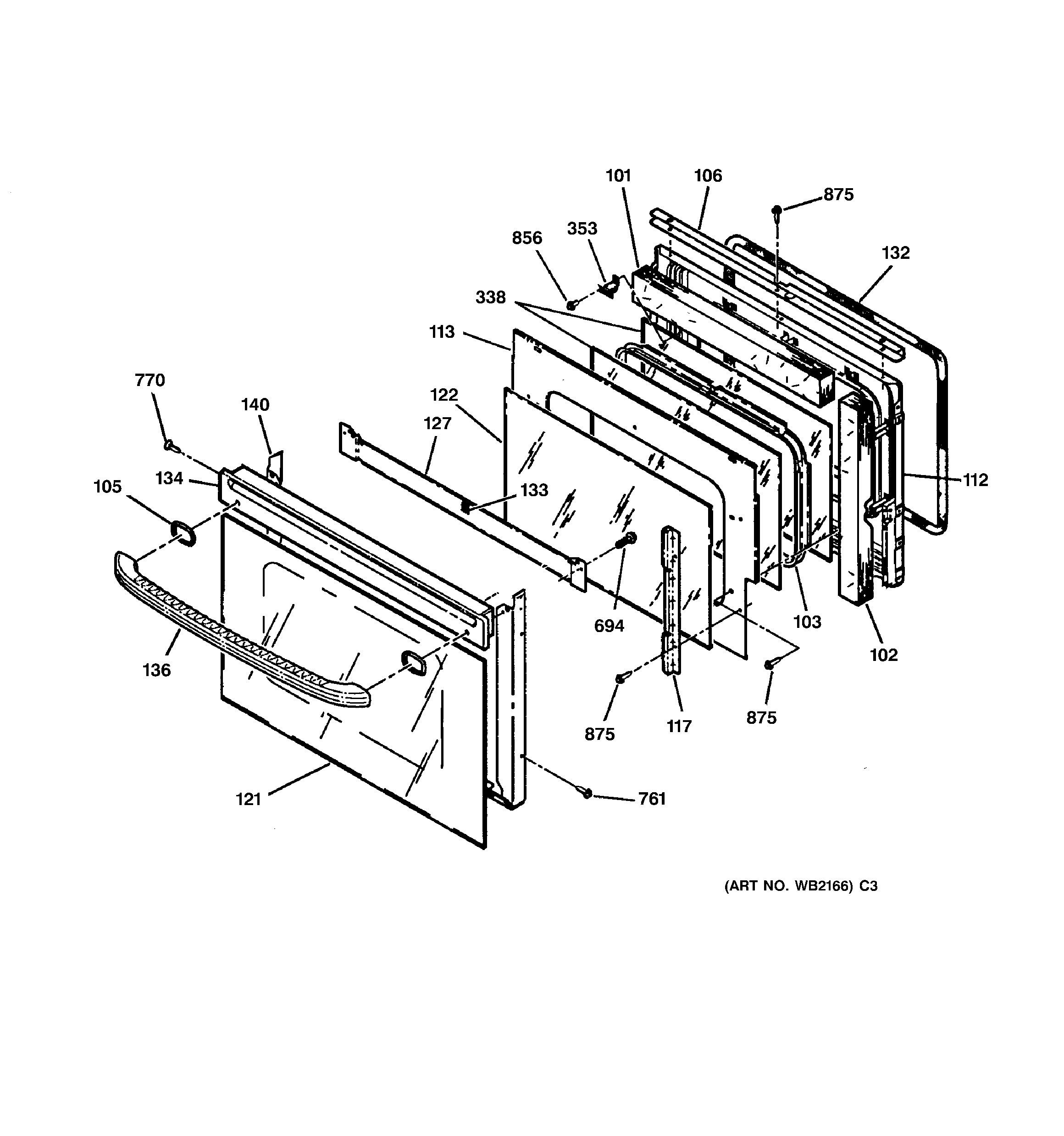 GE JTP15BA2BB door diagram
