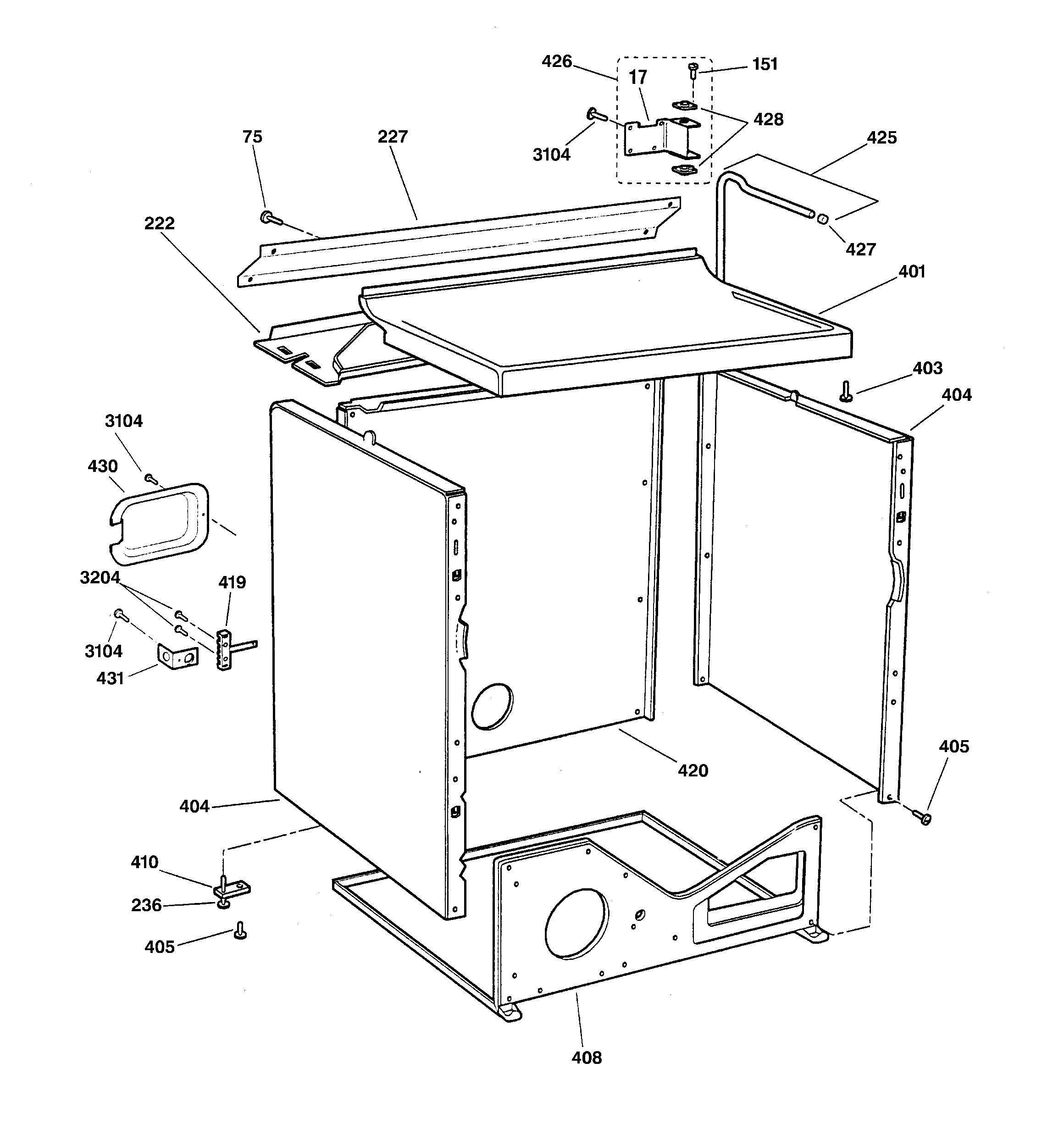 GE DPSF495EW1AA cabinet diagram