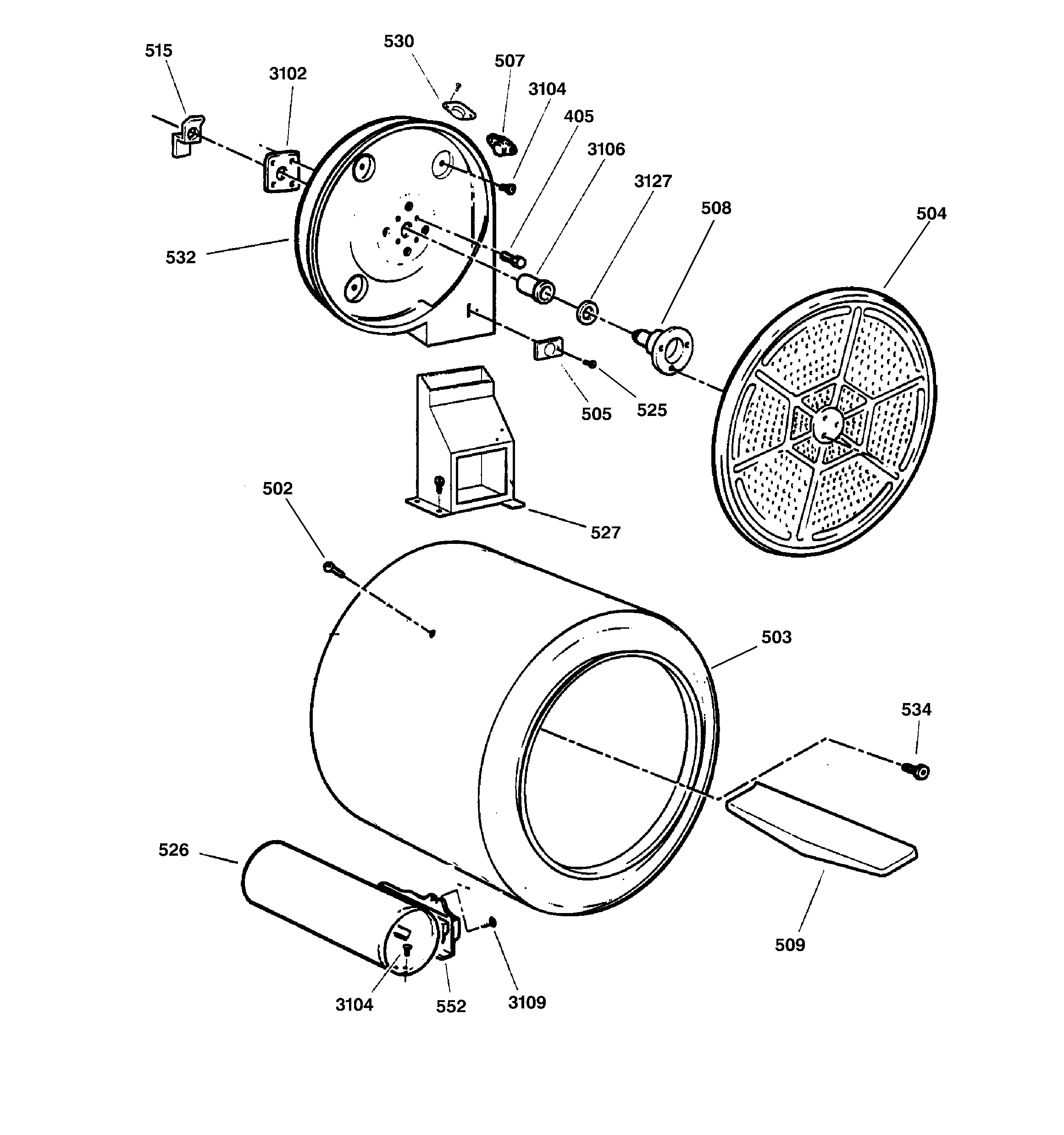 GE DWSR475GY1WW drum diagram