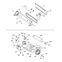 GE DBXR453GV1AA backsplash, blower & drive assembly diagram