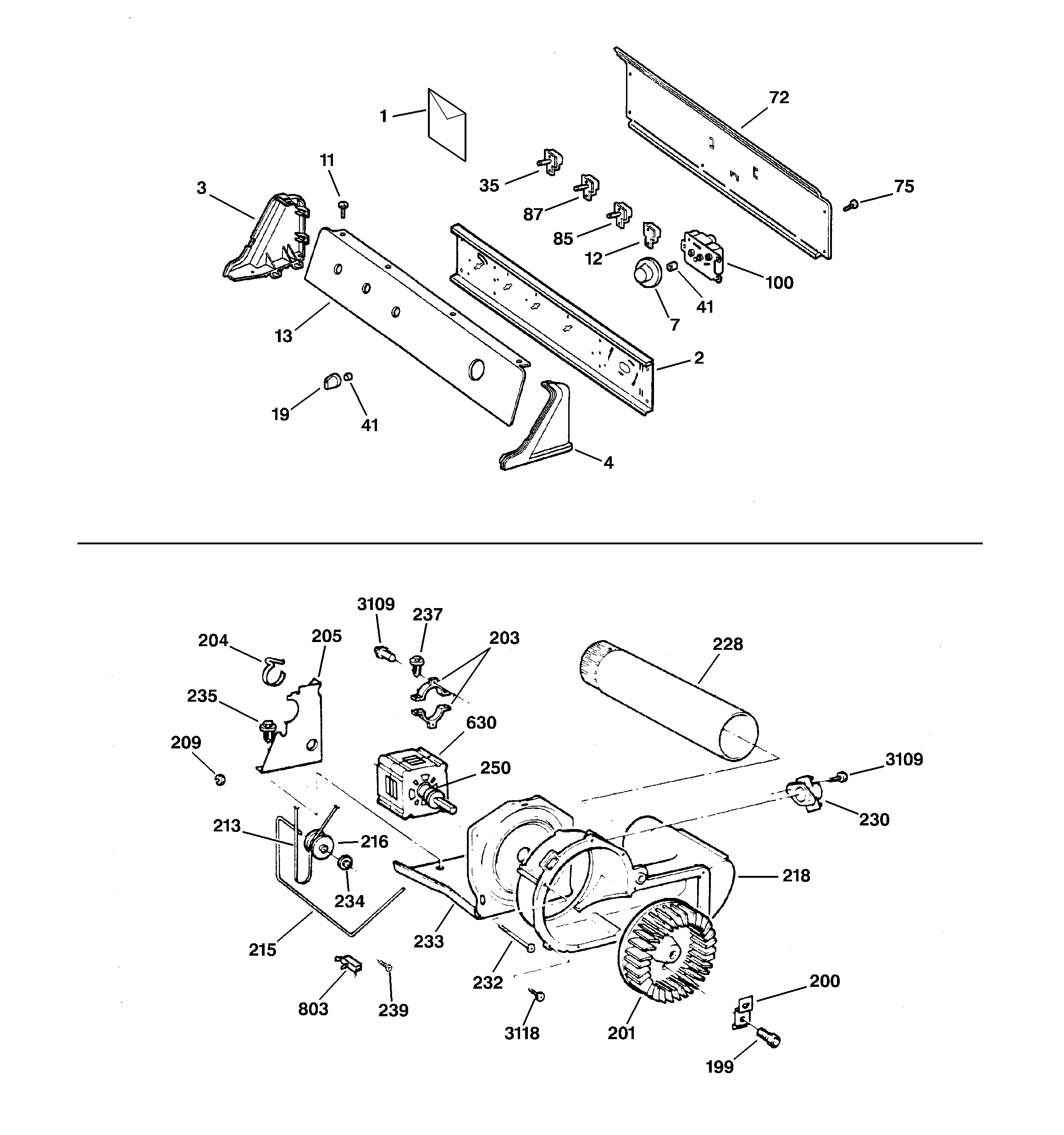 GE DNXR473GW1AA backsplash, blower & motor diagram