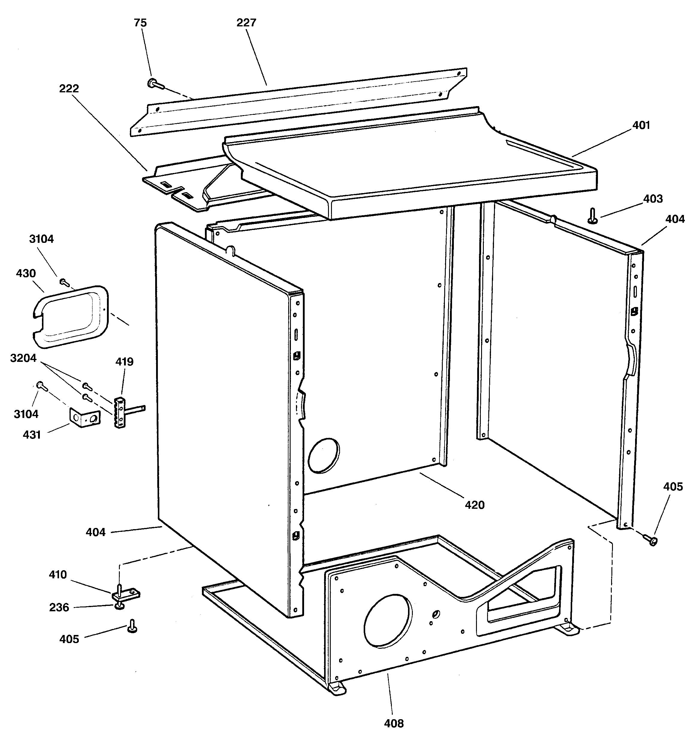 GE DNSR475EY1AA cabinet diagram