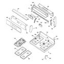 GE JGBP90MEB1BC control panel & cooktop diagram