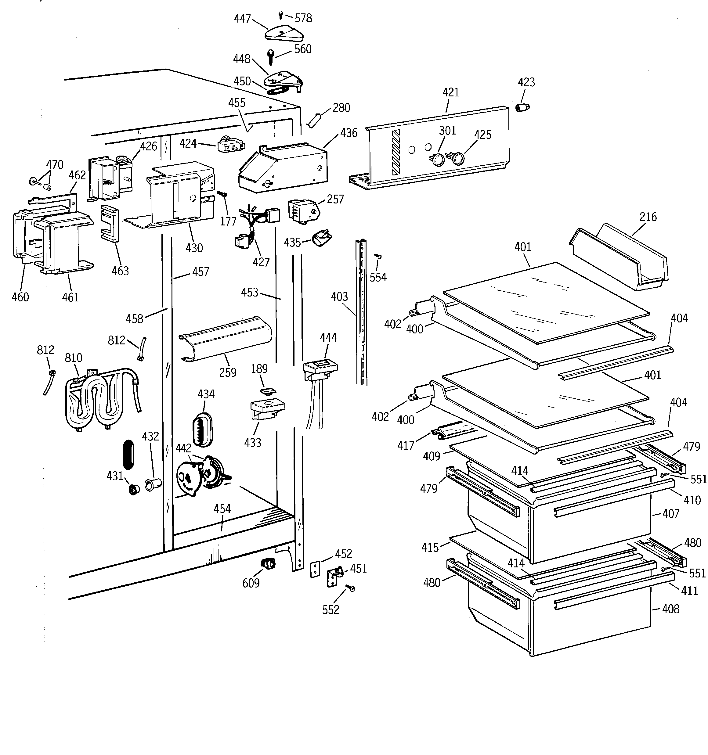 GE TFG20JRBKWH fresh food section diagram