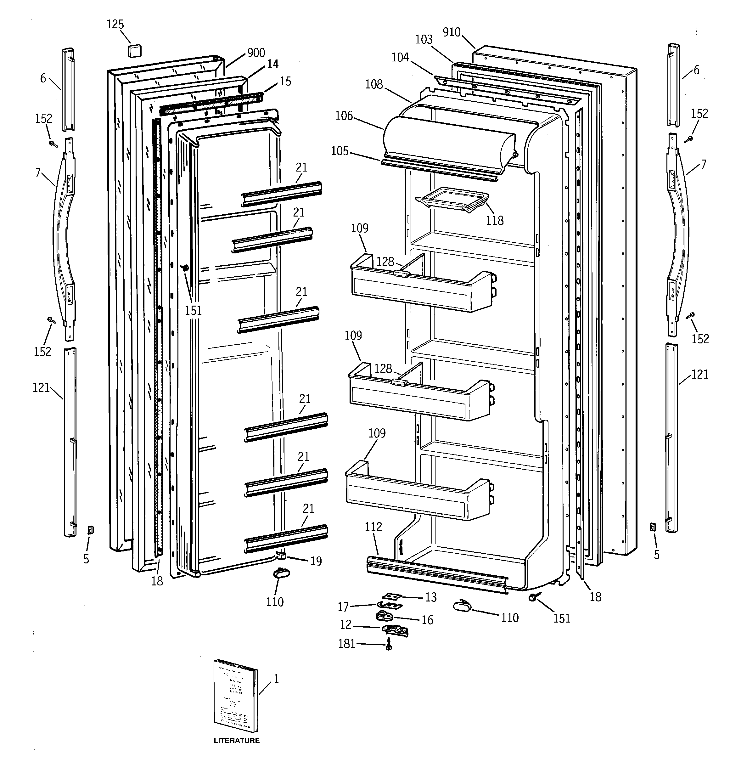 GE TFK20JABKWW doors diagram