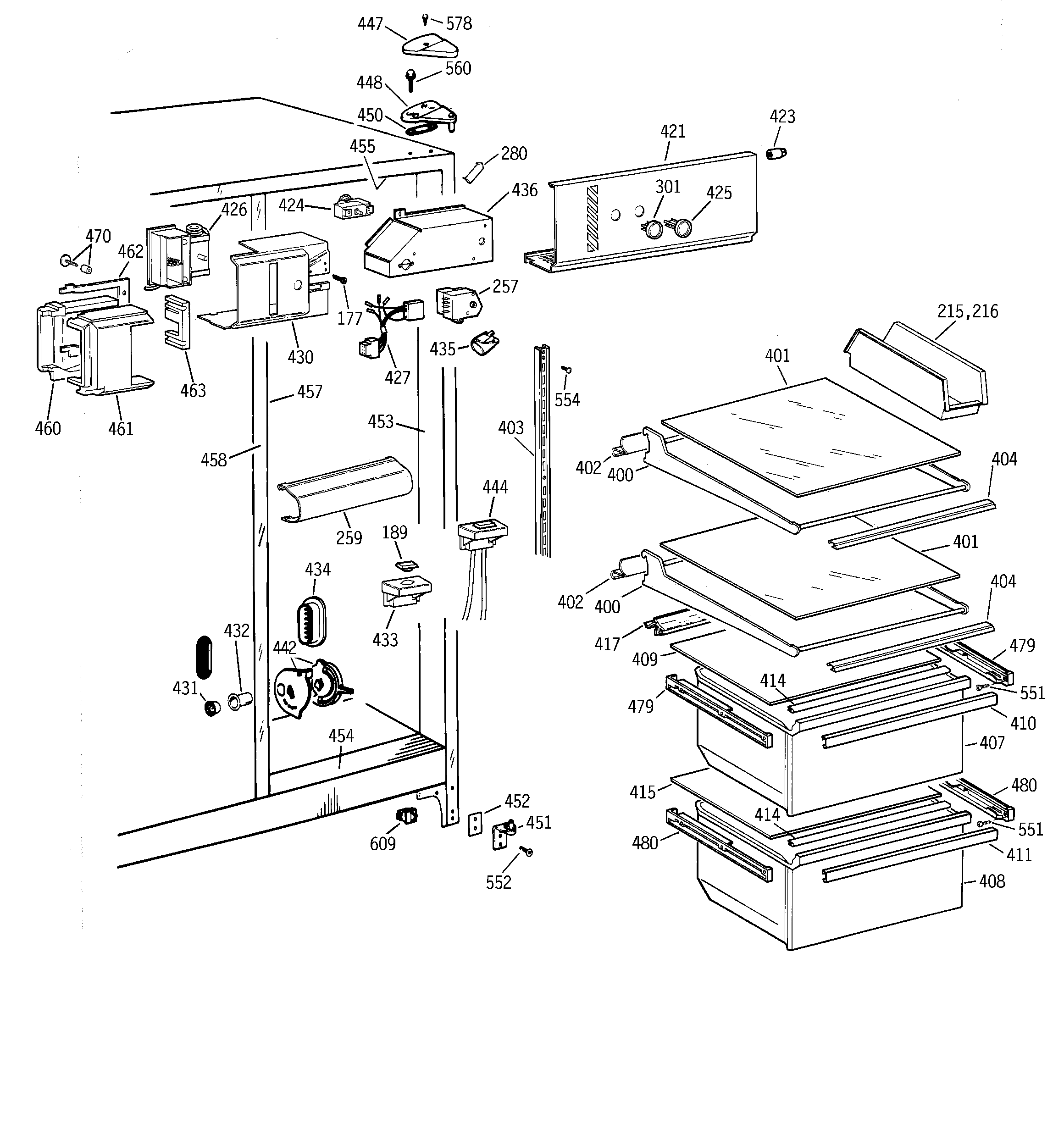 GE TFK20JABKWW fresh food section diagram