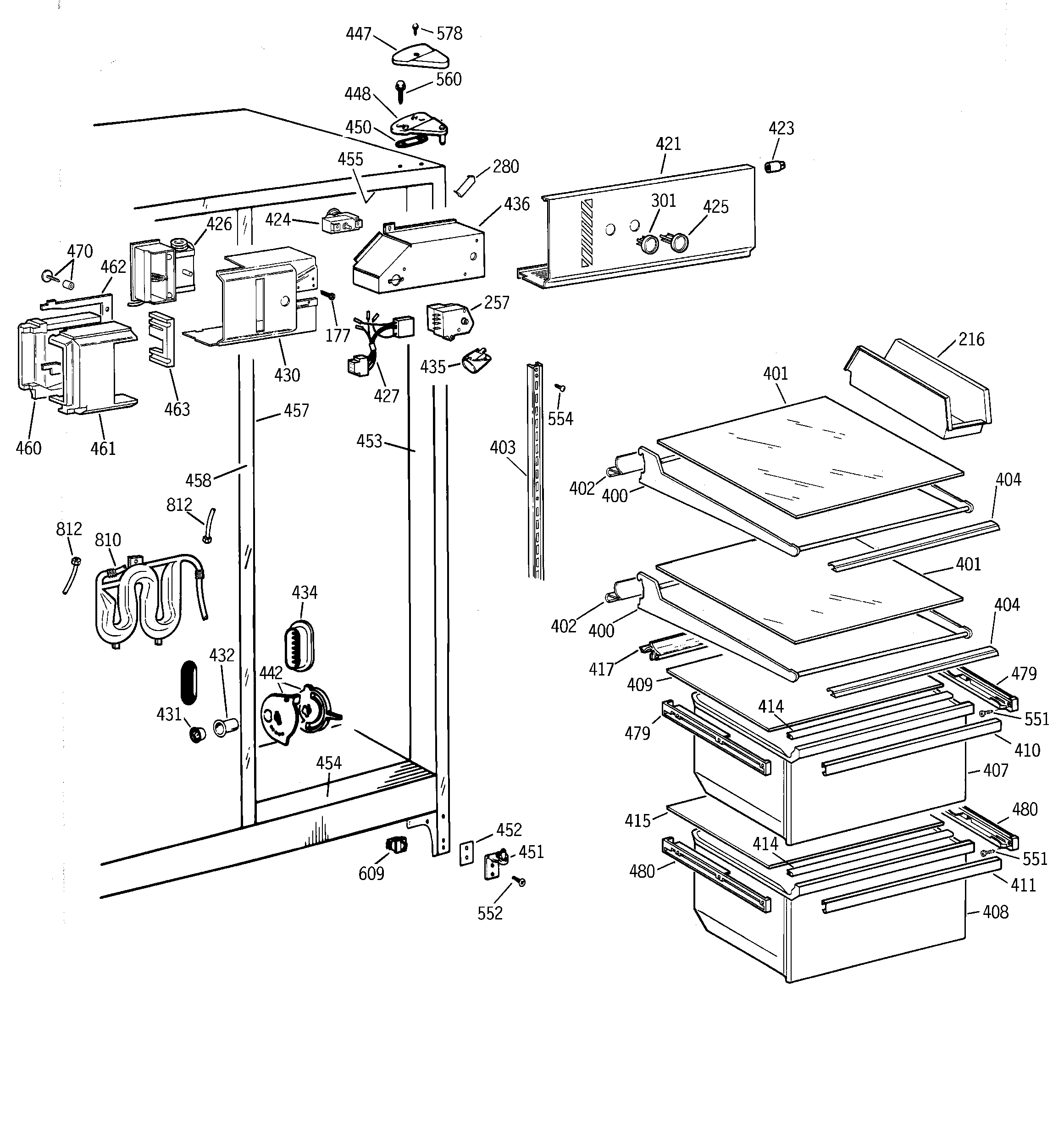 GE TFZ20JRBKWW fresh food section diagram