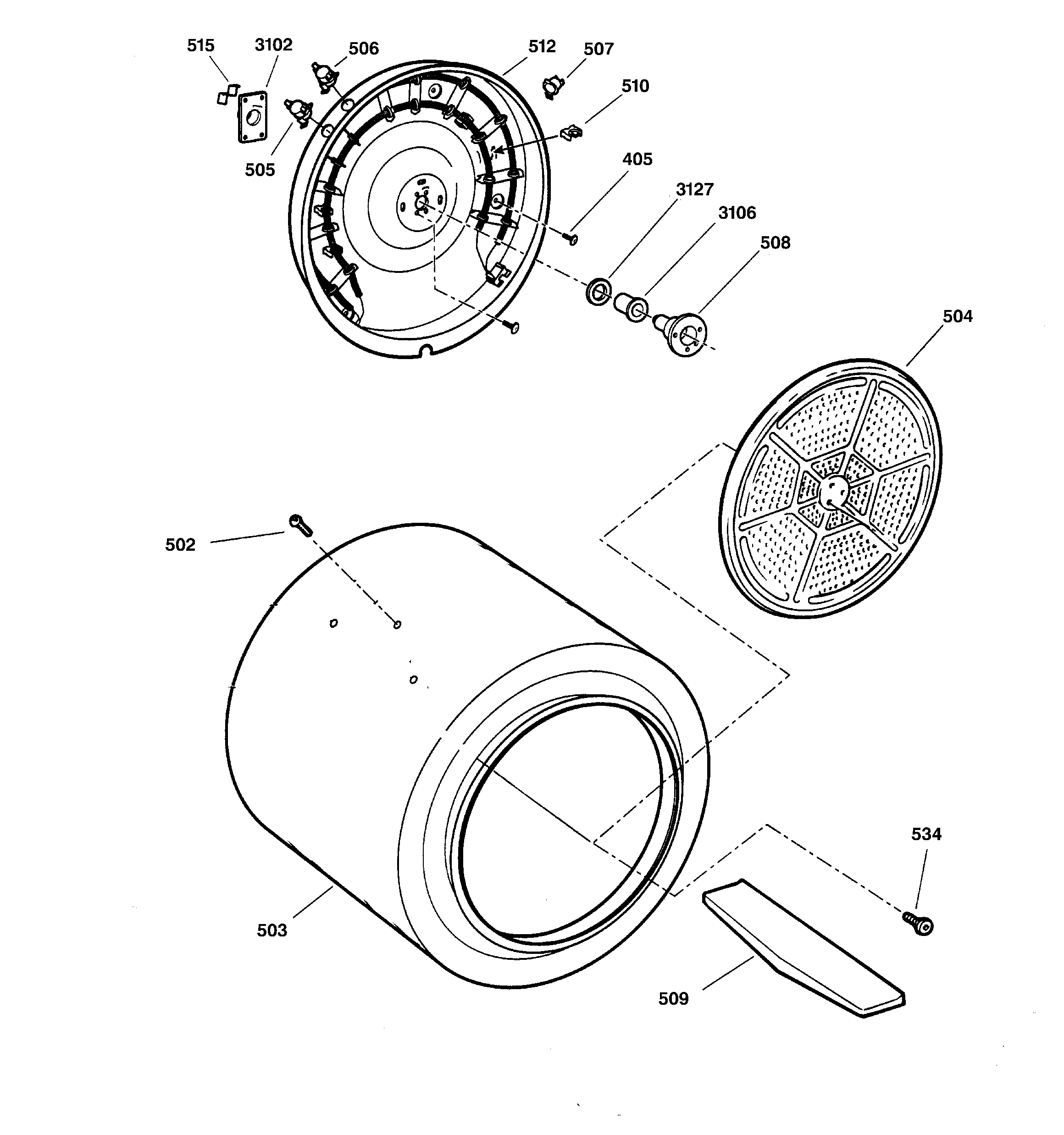 GE DCXR463EA0AA drum diagram