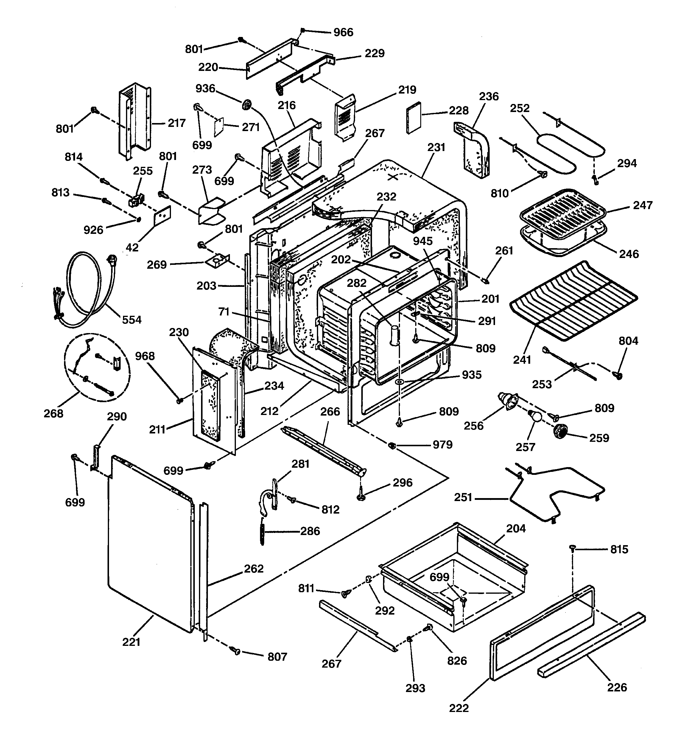 GE JCSP39WW3WW body & drawer parts diagram