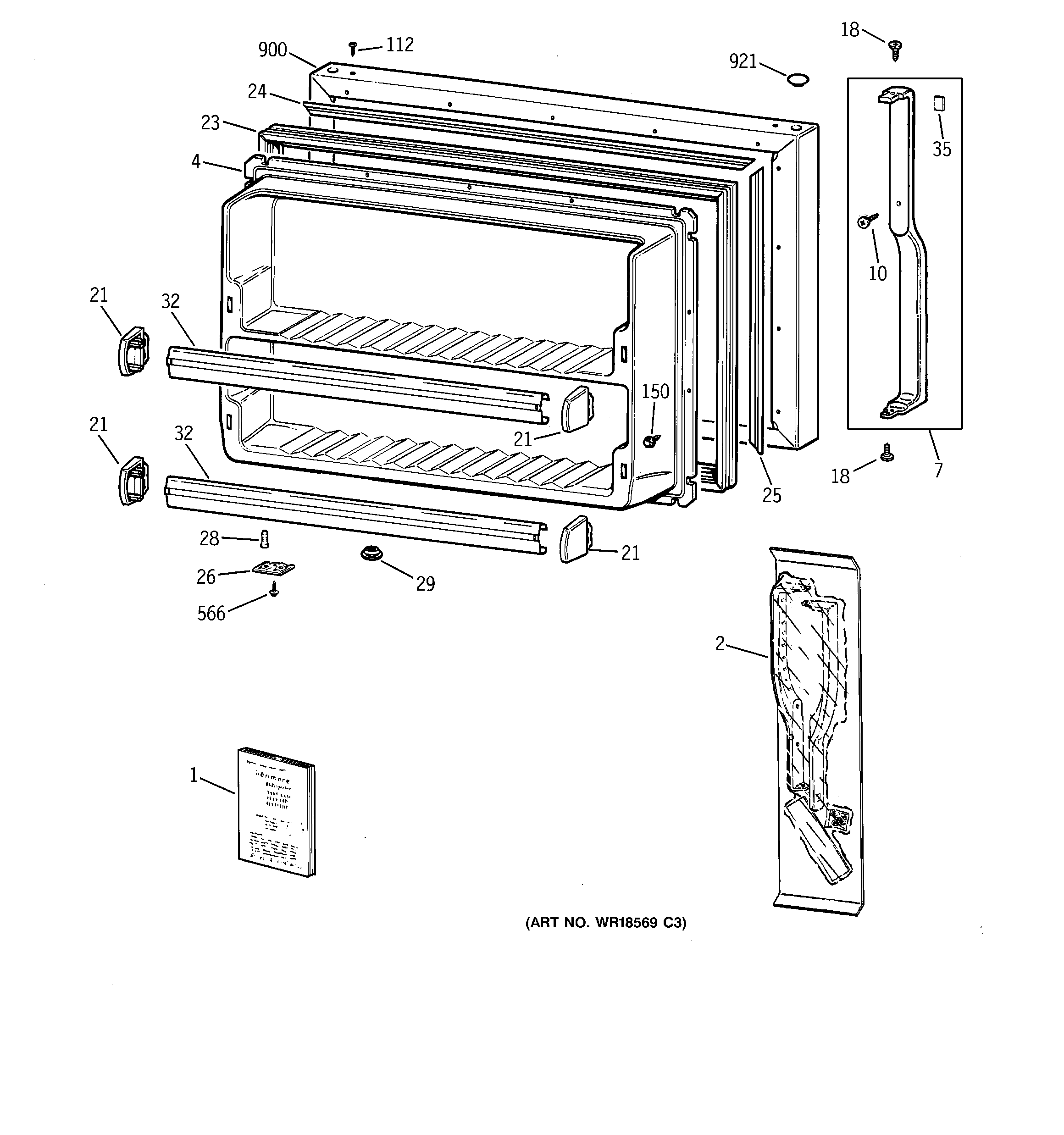 GE TBX18JABRRCC freezer door diagram
