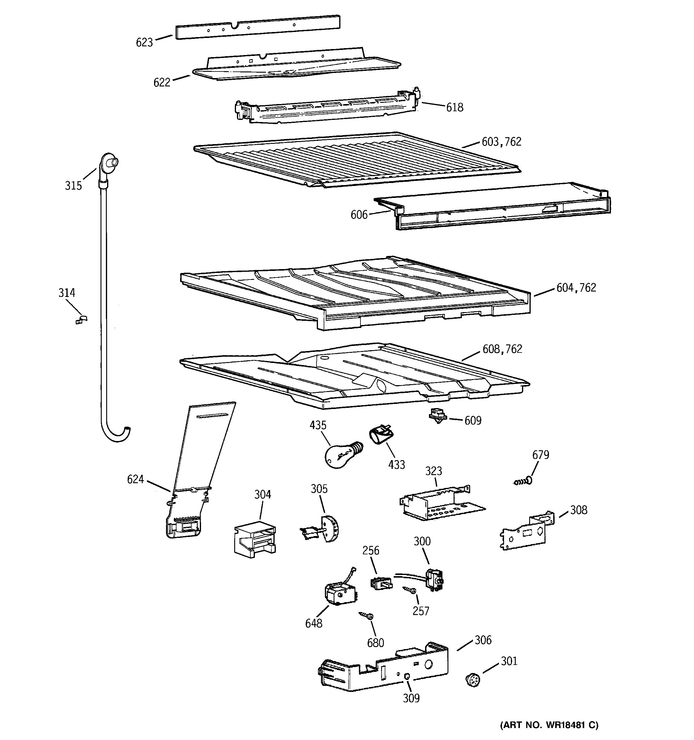 GE TBX18JABRRCC compartment separator parts diagram