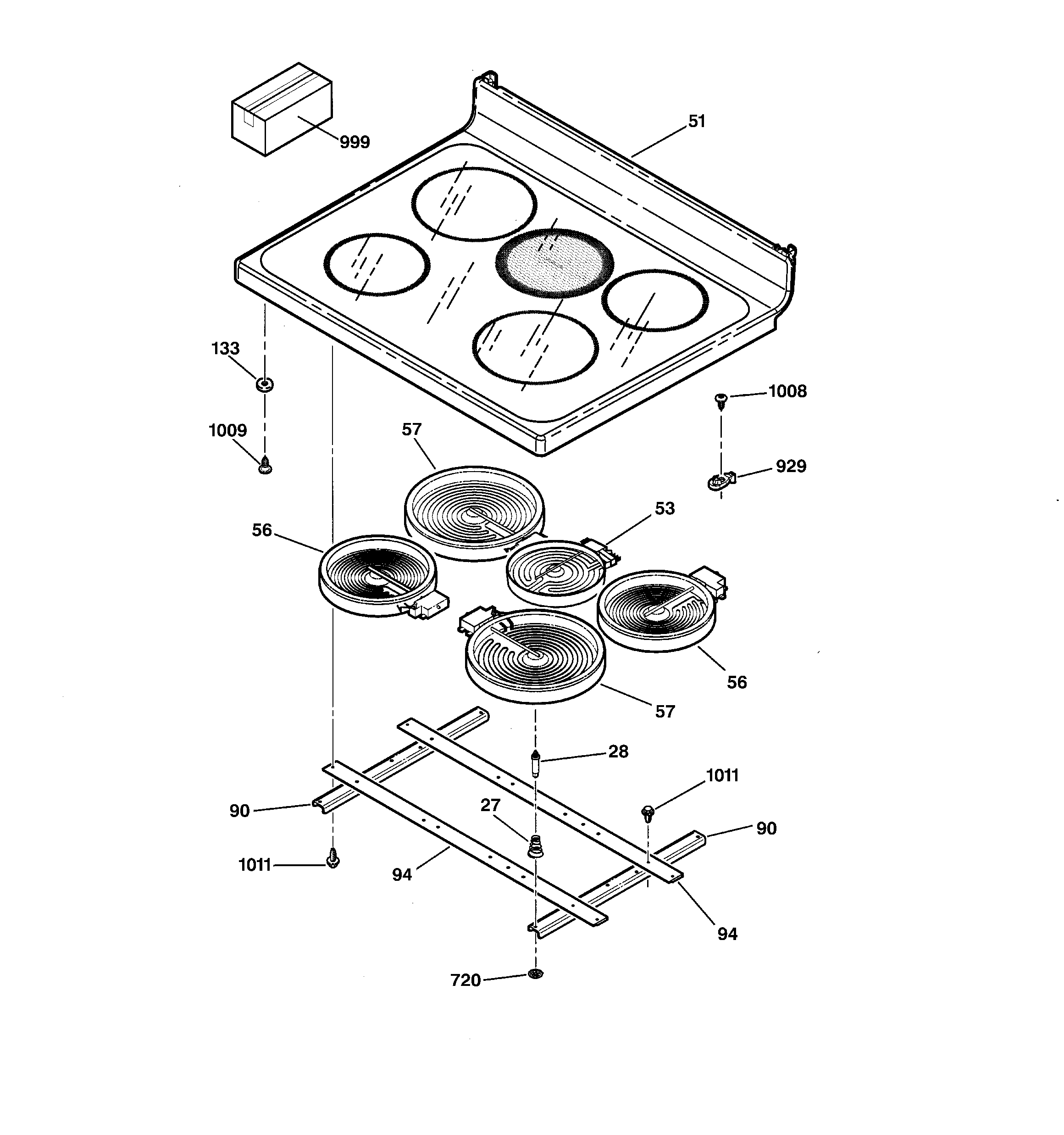 GE JBP65BC1AD cooktop diagram