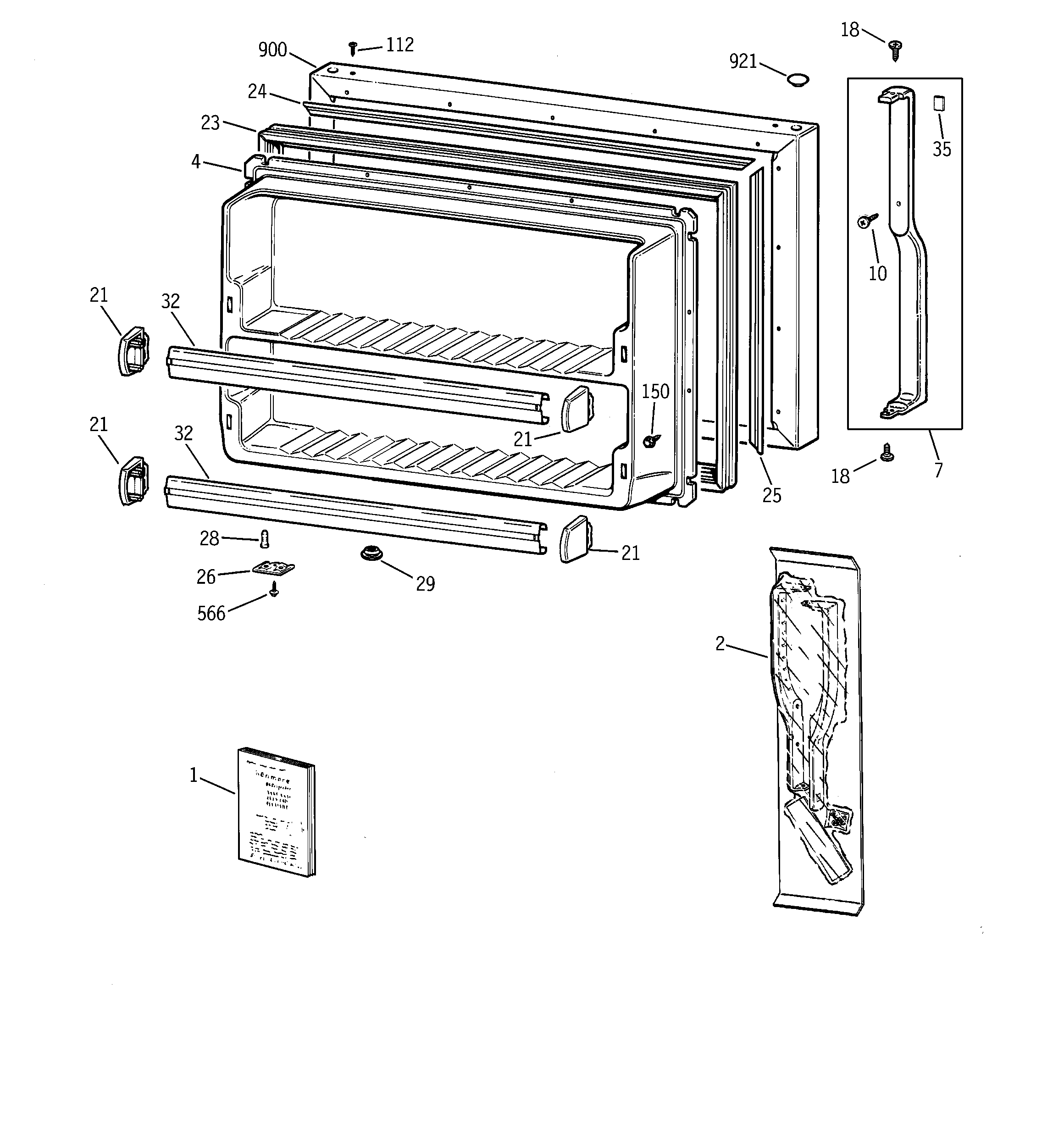 GE TBX21CIBRRCC freezer door diagram
