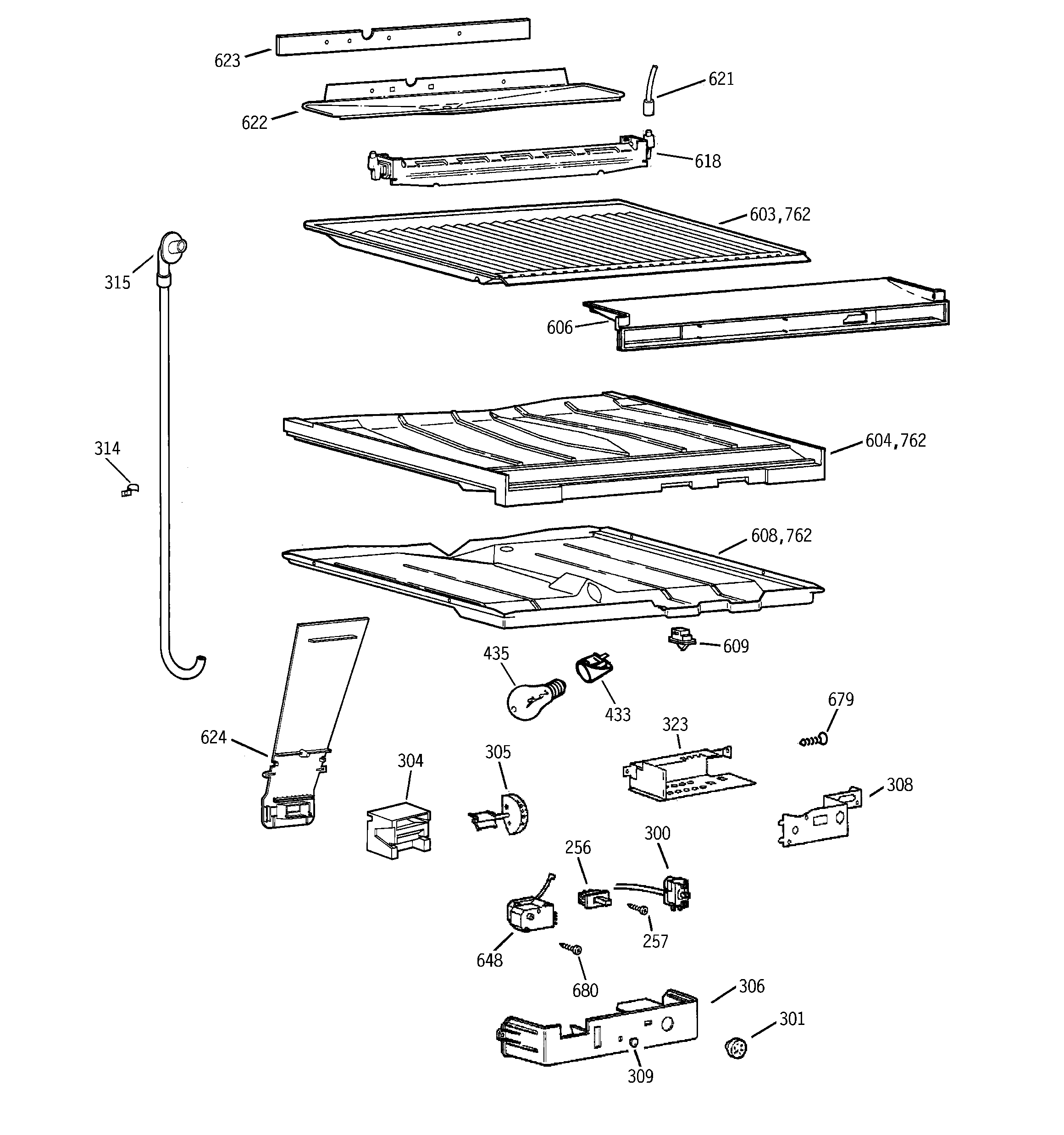 GE TBX21CIBRRCC compartment separator parts diagram